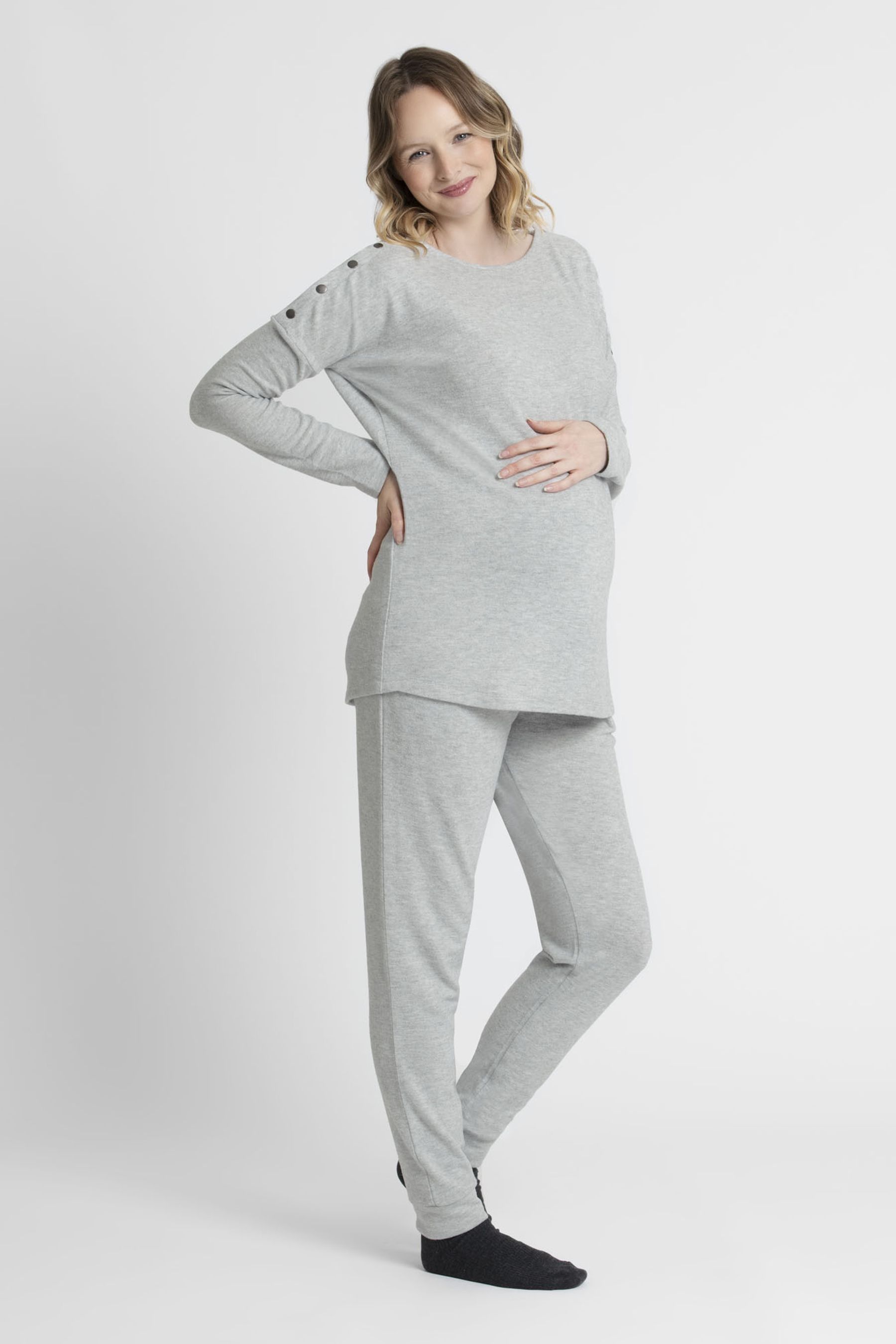 Shoulder Opening Maternity & Nursing Top in Silver - Image 1 of 1
