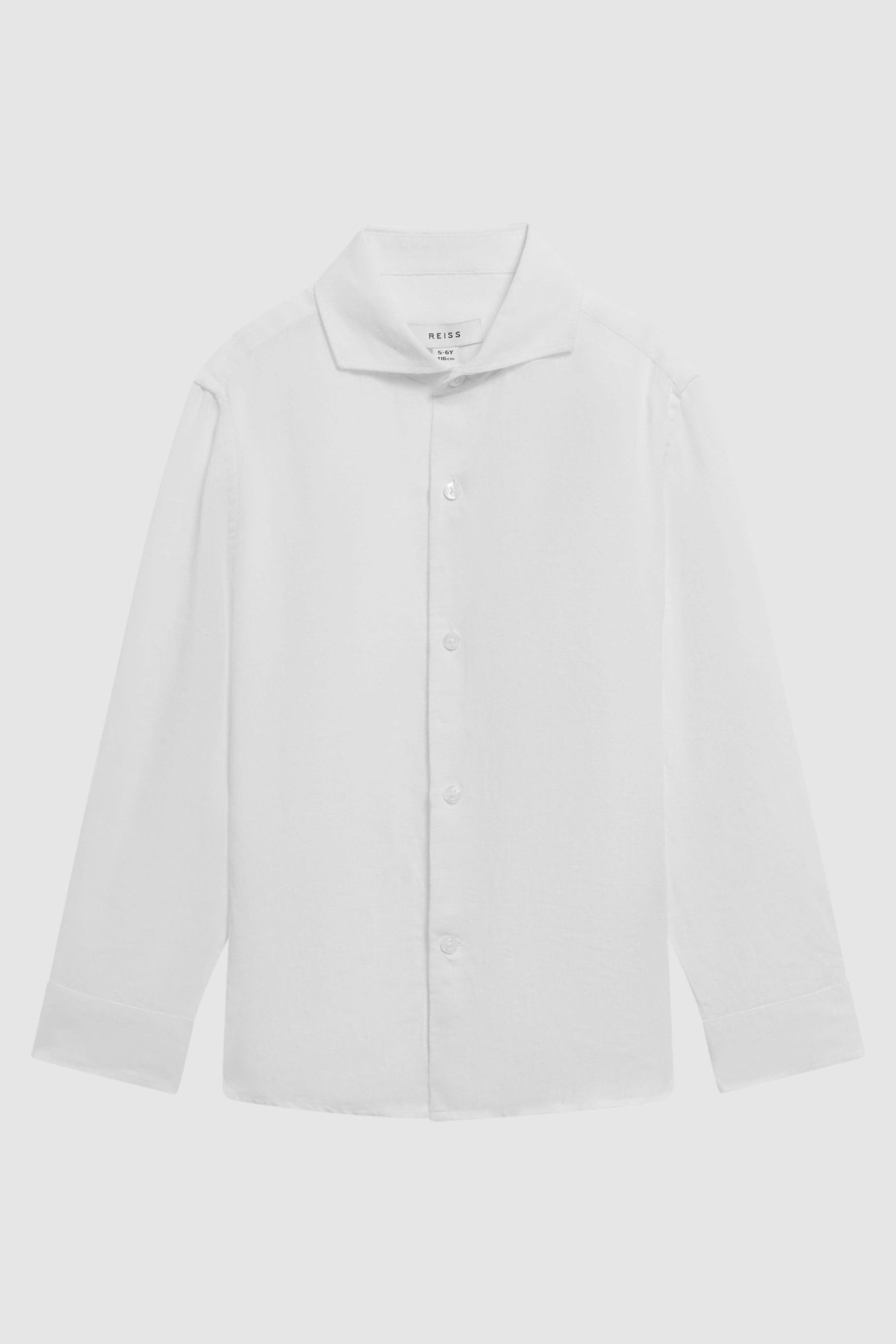 Linen Cutaway Collar Shirt in White - Image 1 of 1