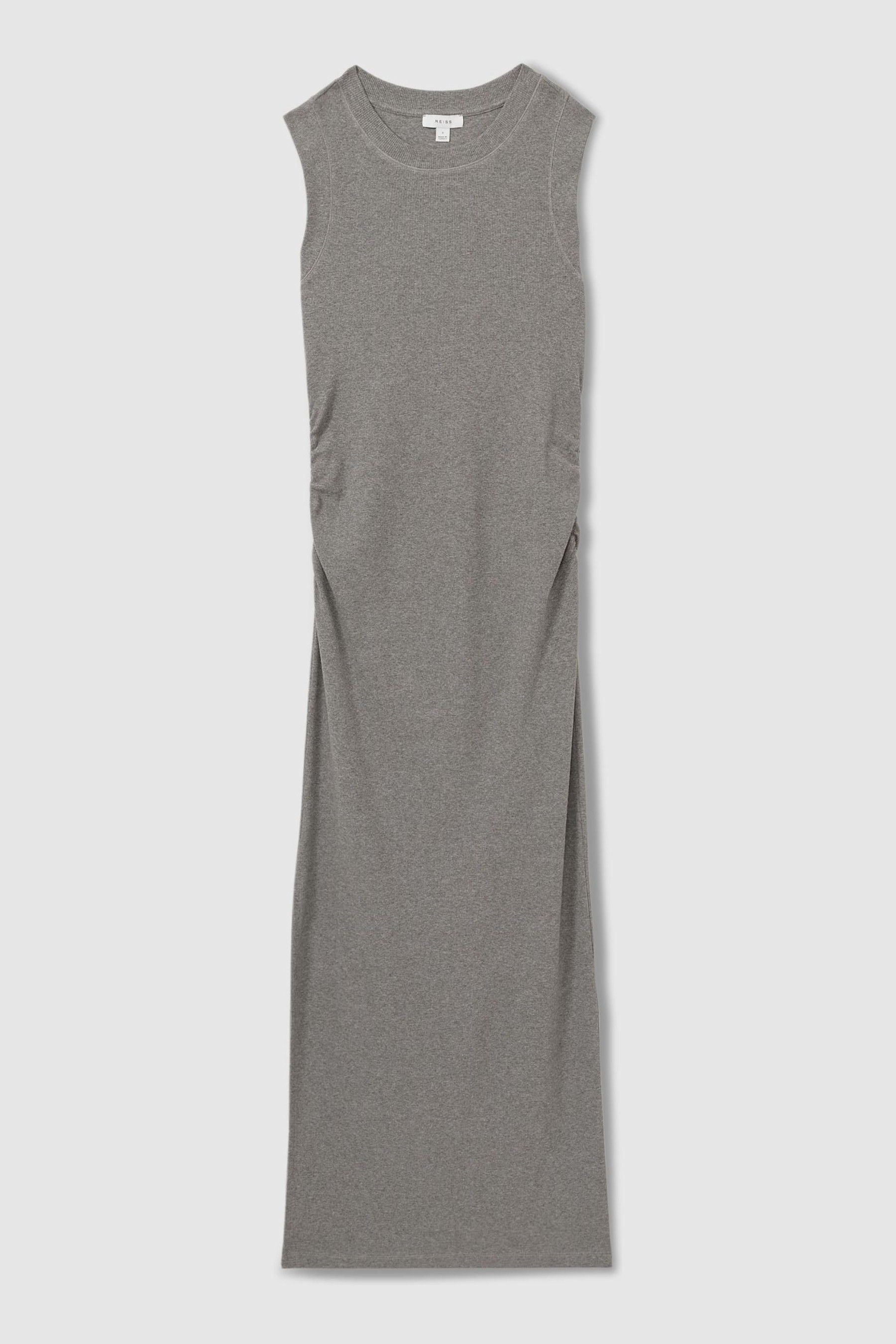 Ribbed Ruched Jersey Midi Dress in Charcoal - Image 1 of 1