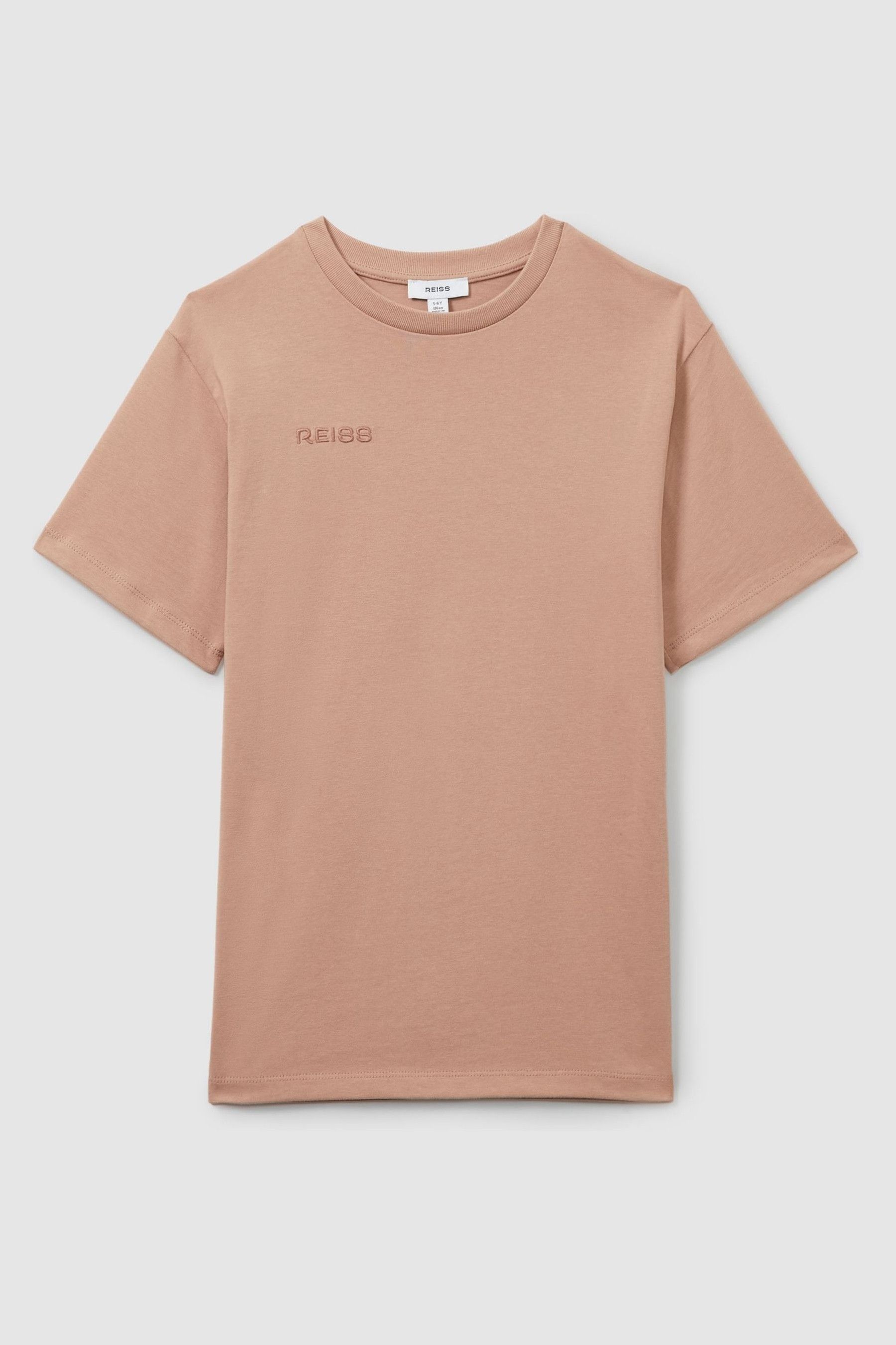 9-13 yrs Cotton-Jersey Logo-Embroidered T-Shirt Dress in Mink - Image 1 of 1