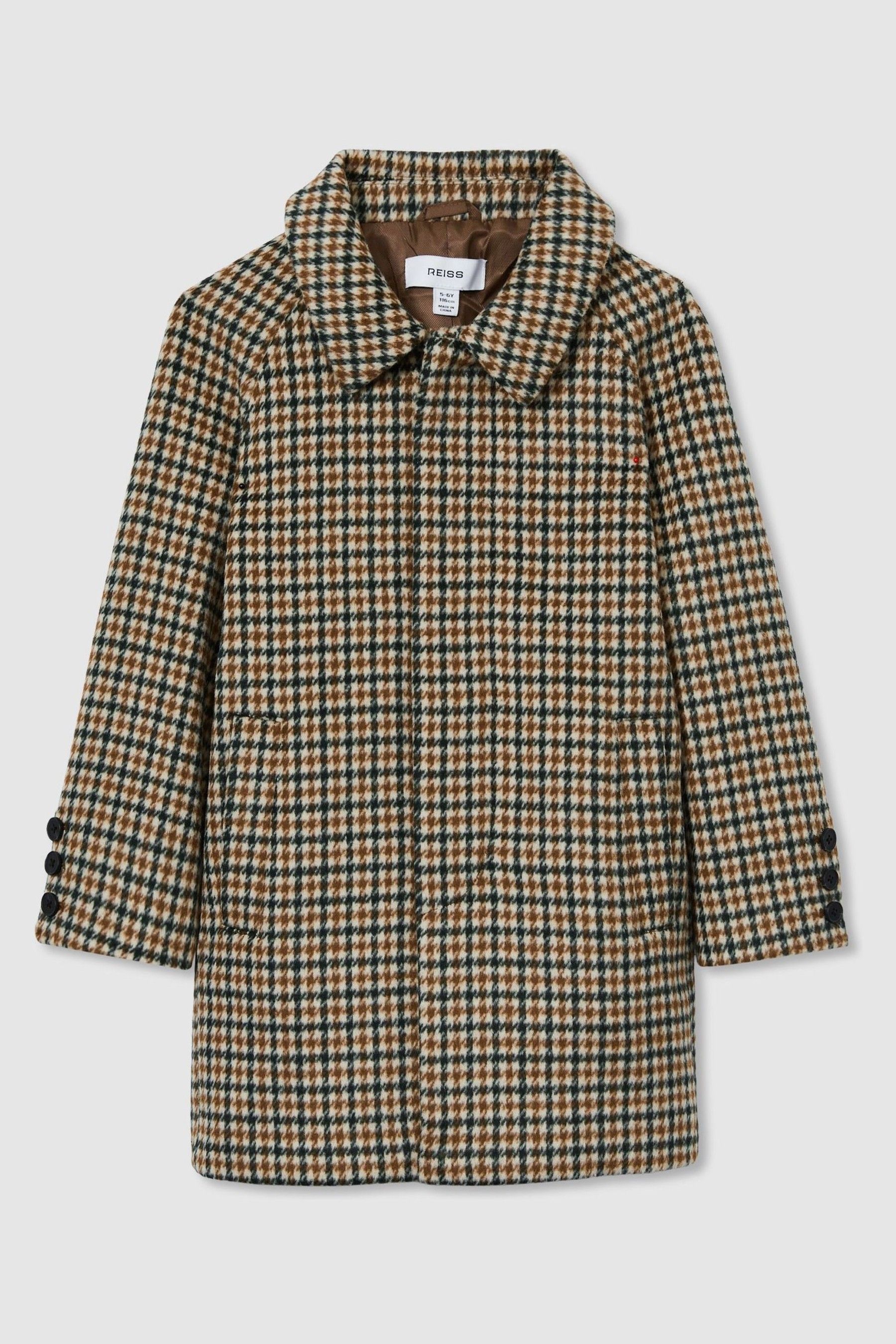 Wool-Blend Shephard’s-Check Coat in Brown Multi - Image 1 of 1