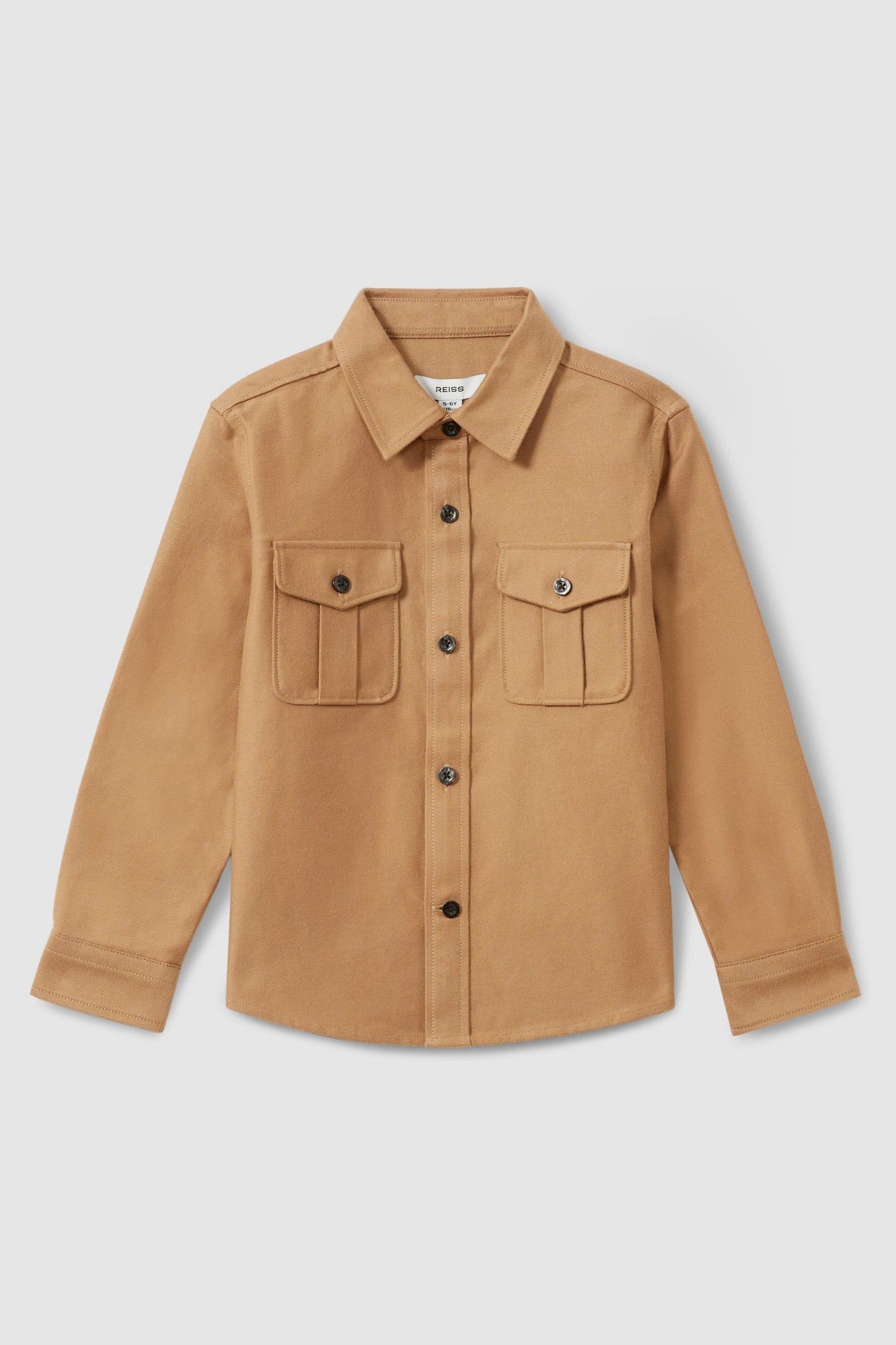 3-9 yrs Brushed 100% Cotton Shirt in Camel - Image 1 of 1