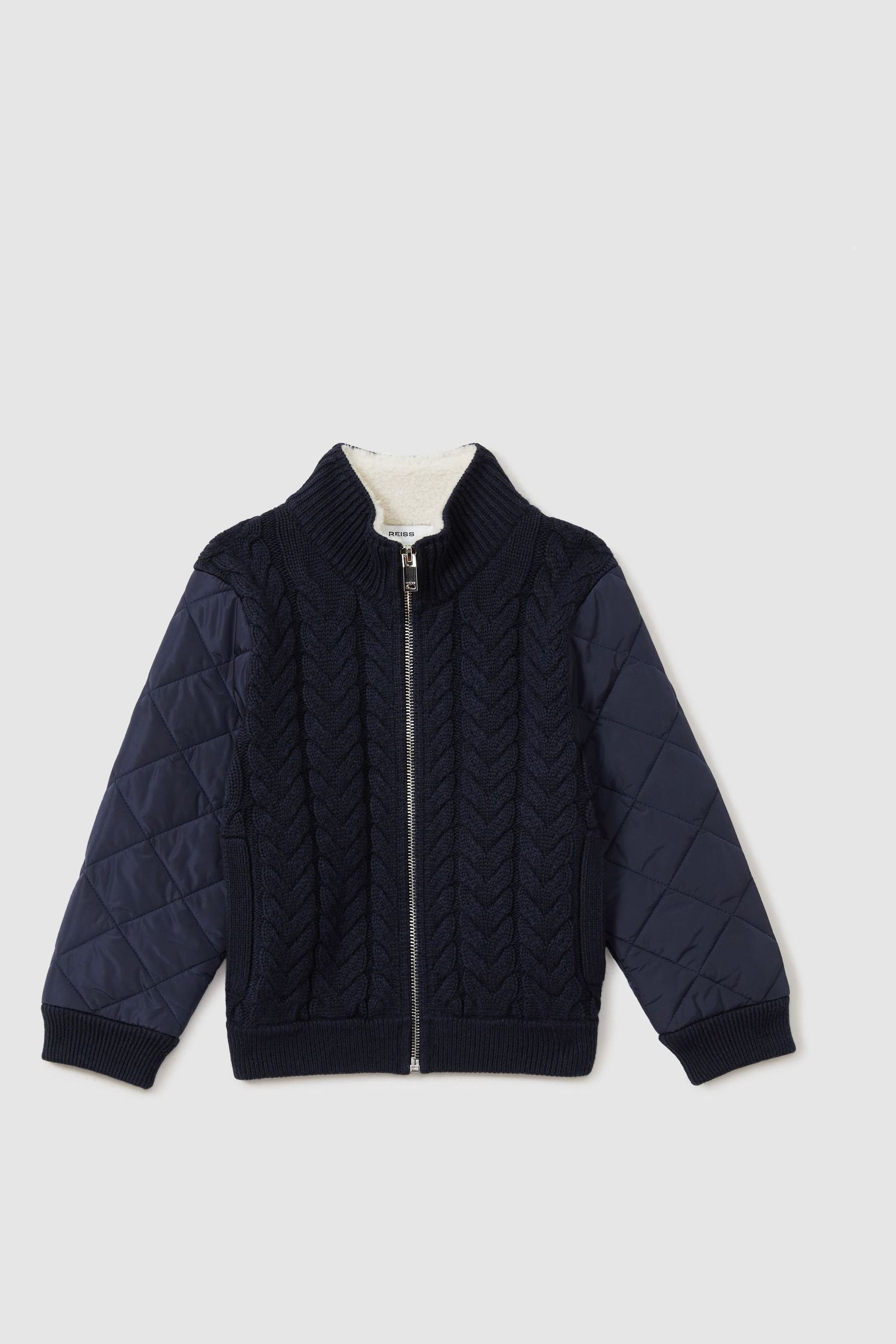 9-13 yrs Hybrid Quilt-Knit Jacket in Navy - Image 1 of 1