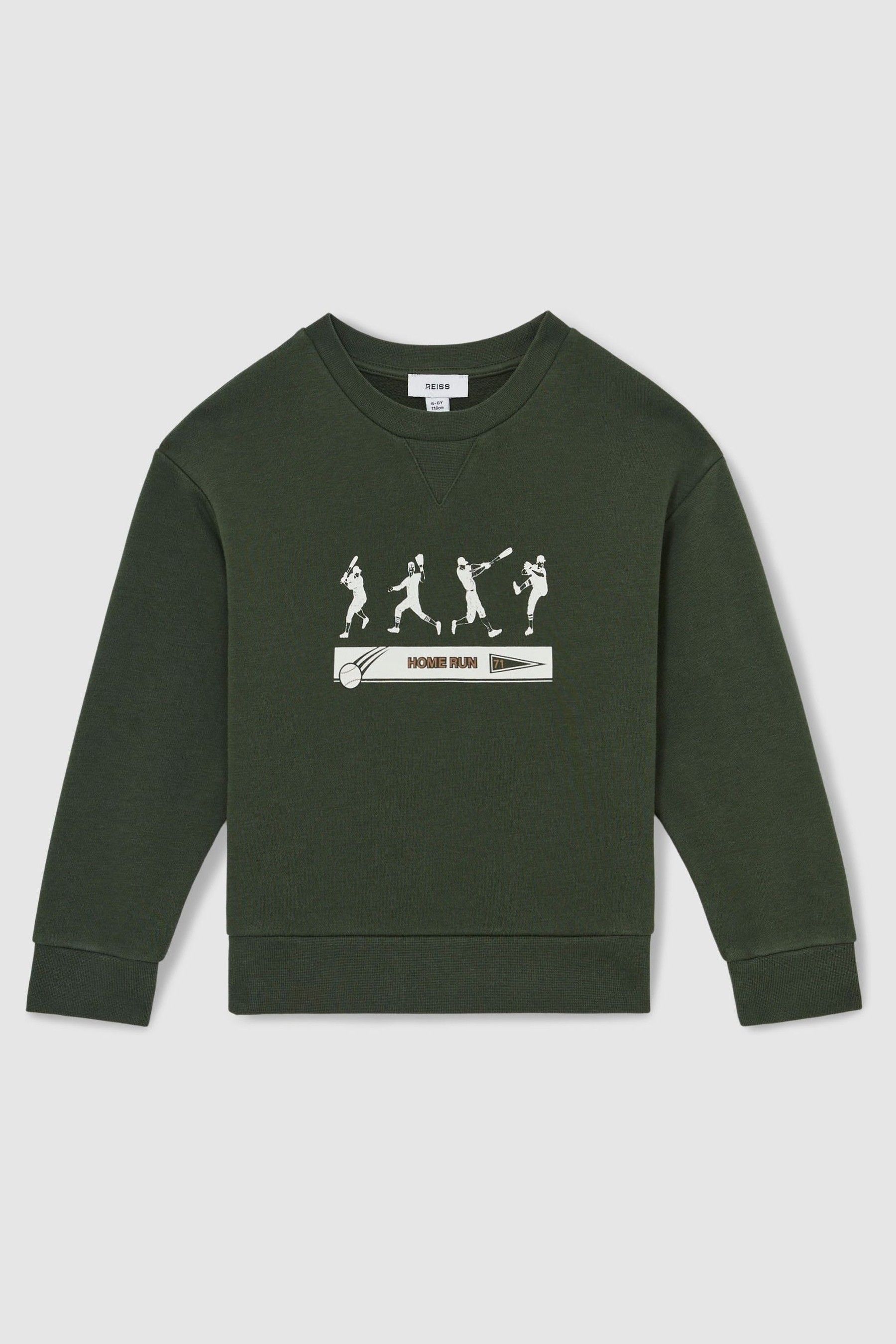 13-14 yrs Cotton-Blend Varsity Sweatshirt in Pine Green - Image 1 of 1