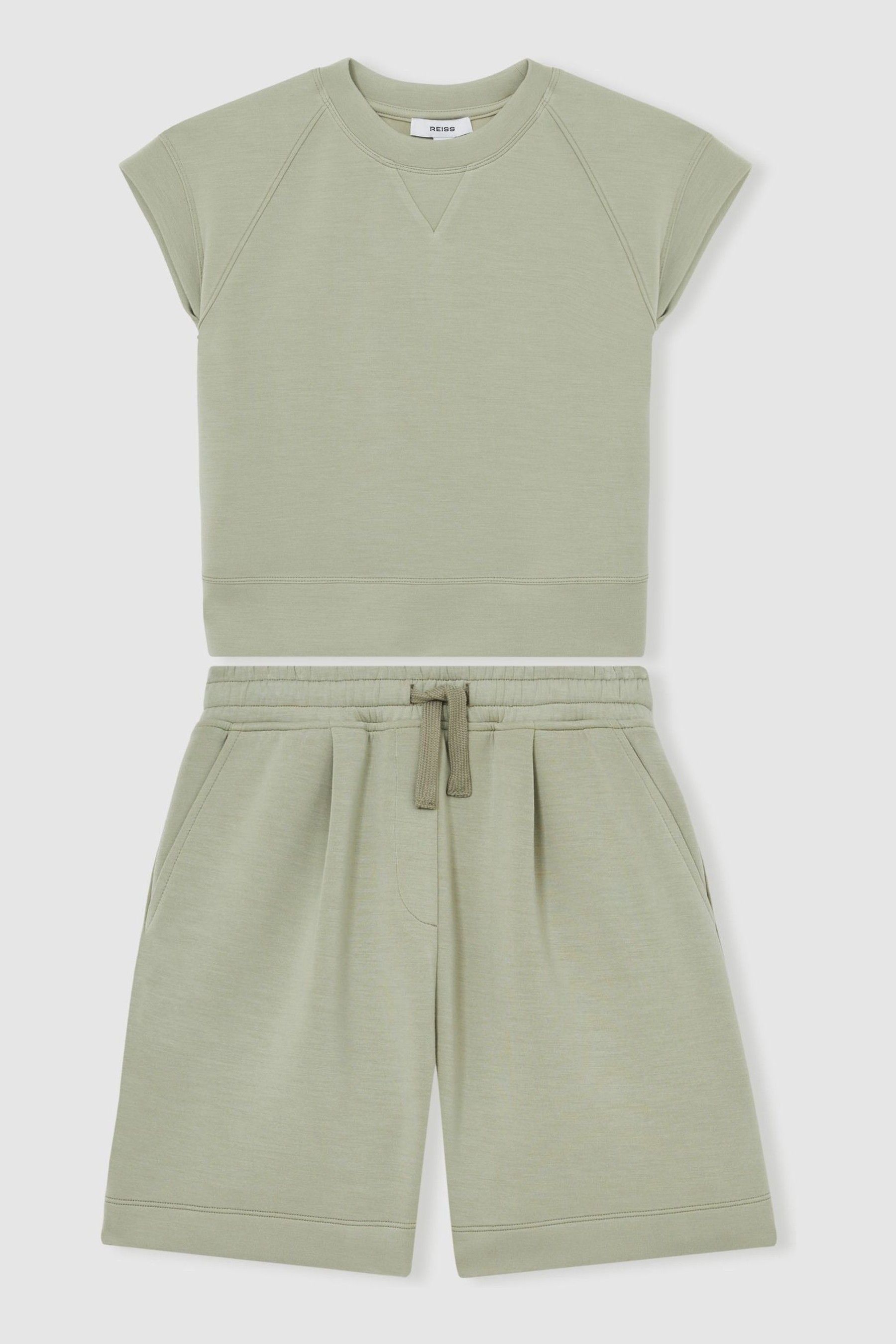Modal-Blend Sweatshirt And Shorts Set in Sage - Image 1 of 1