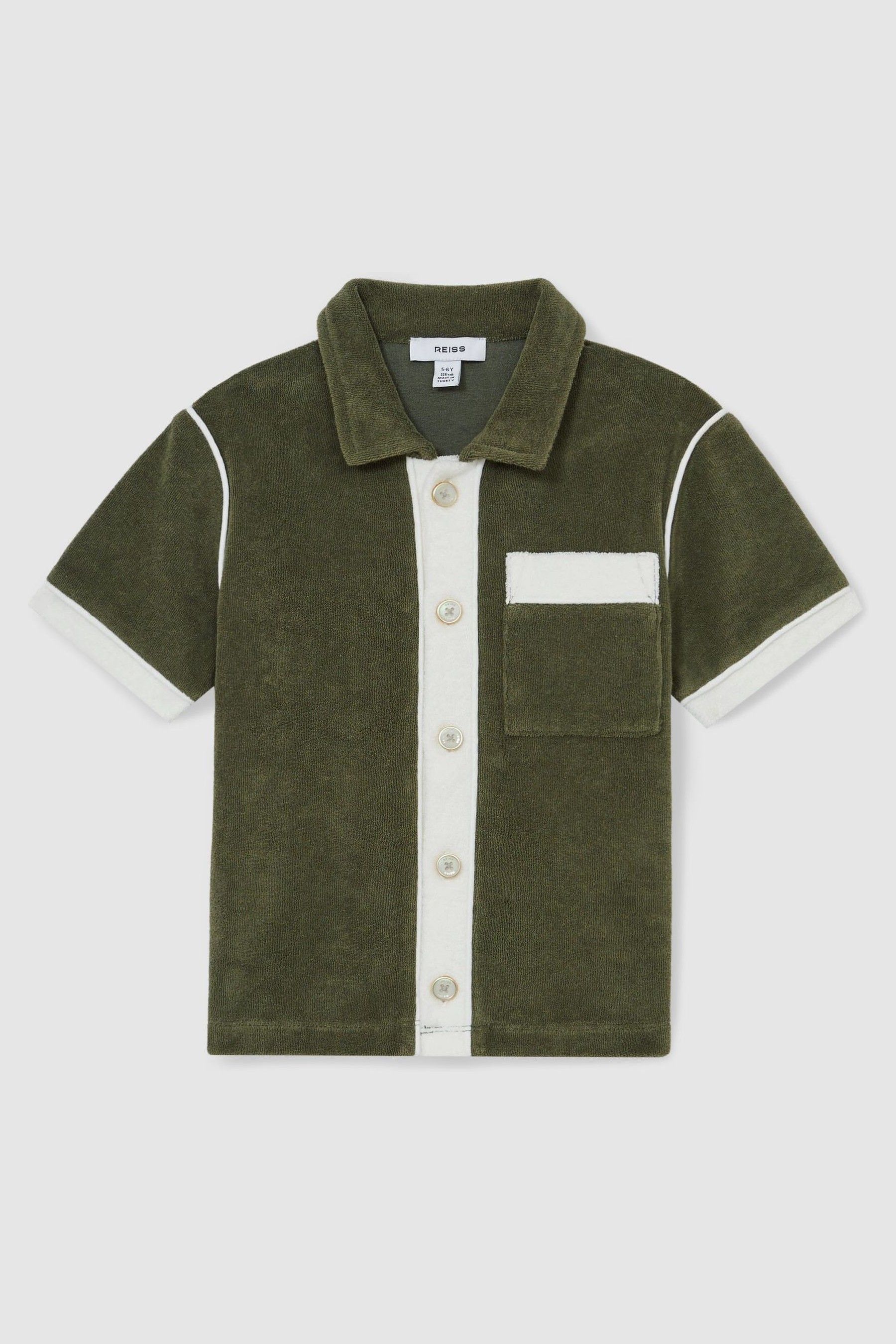9-13 yrs Velour Colour-Block Shirt in Green Multi - Image 1 of 1