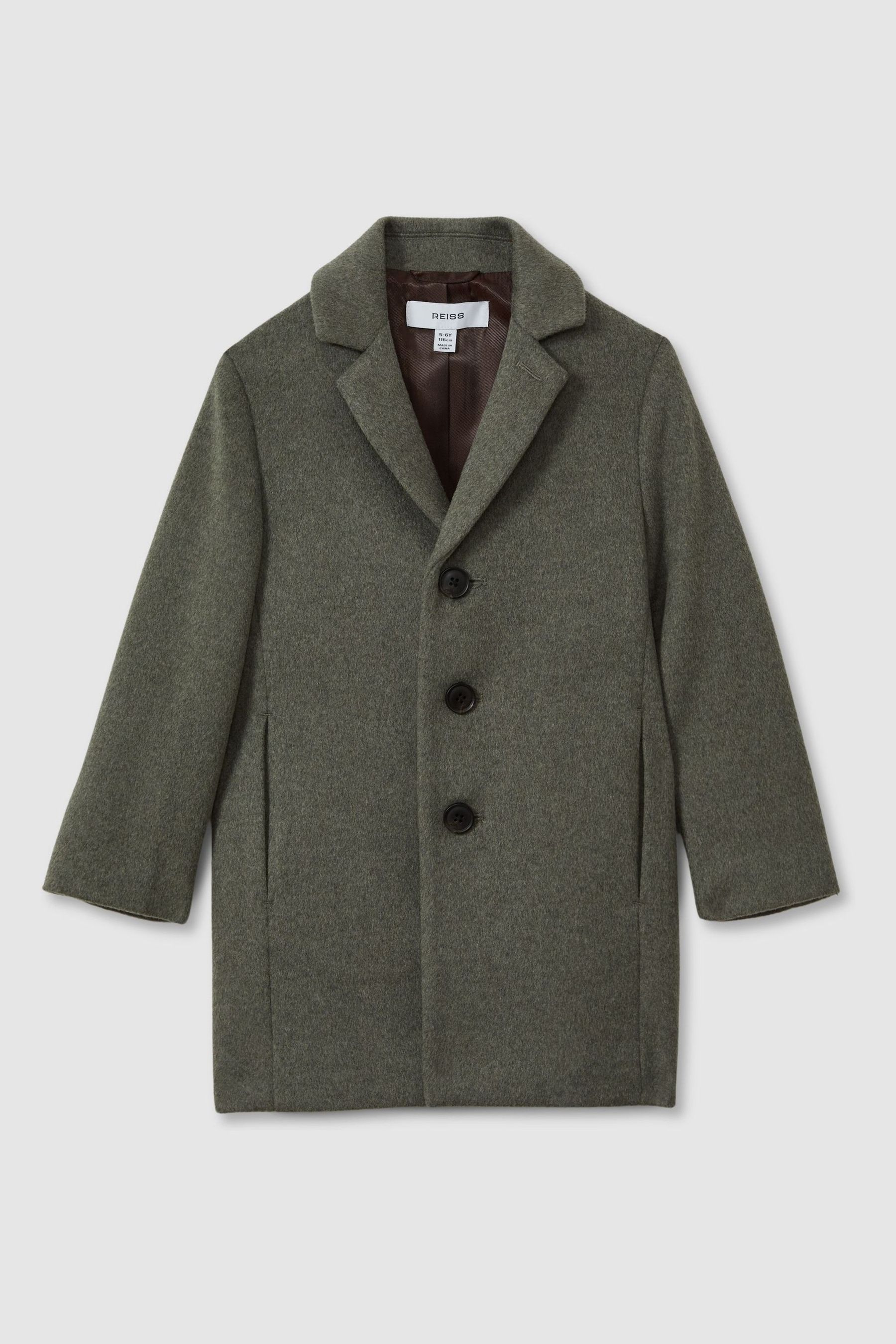 9-13 yrs Single Breasted Overcoat in Green Smoke - Image 1 of 1
