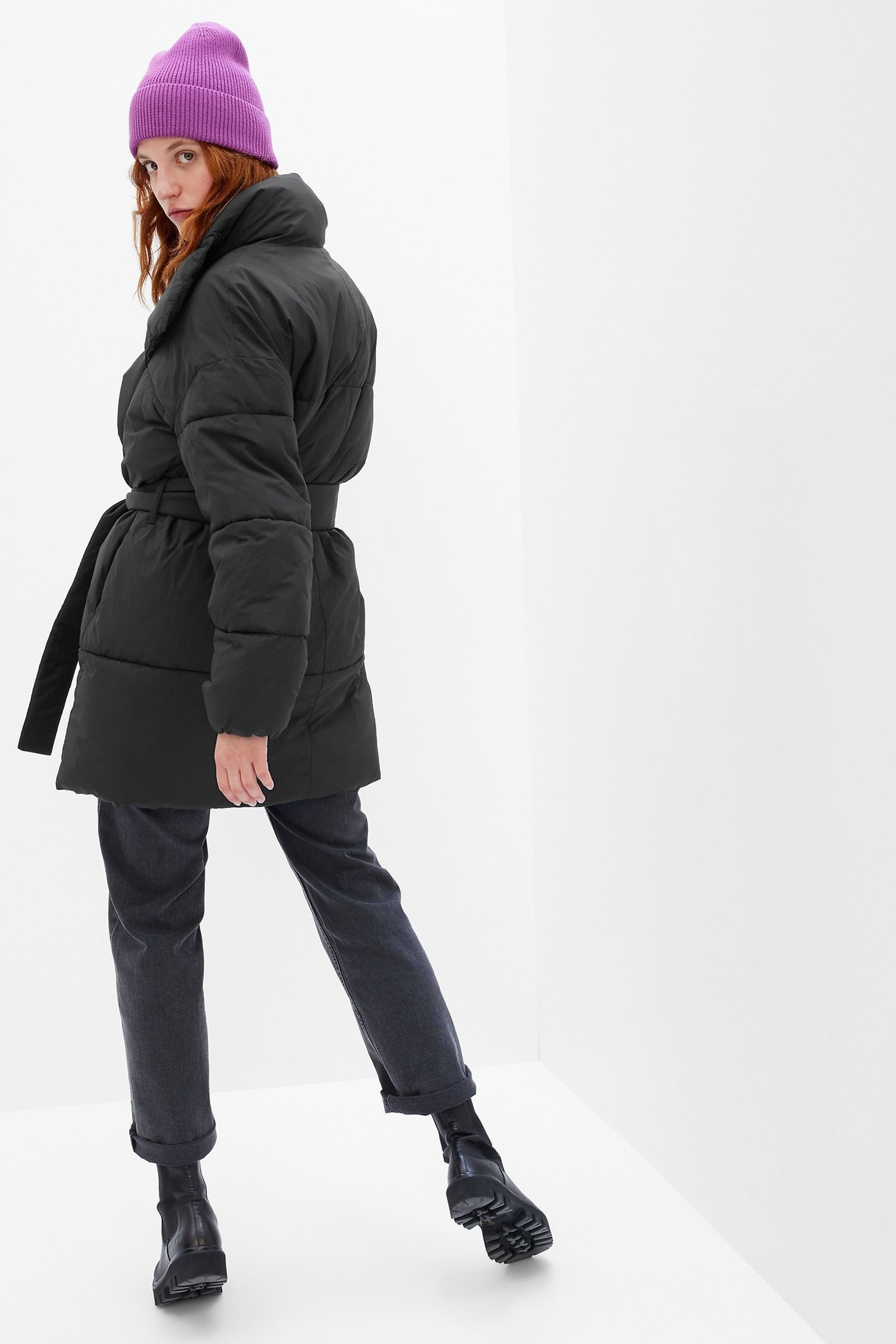 Buy Black Duvet Wrap Puffer Coat from the Gap online shop