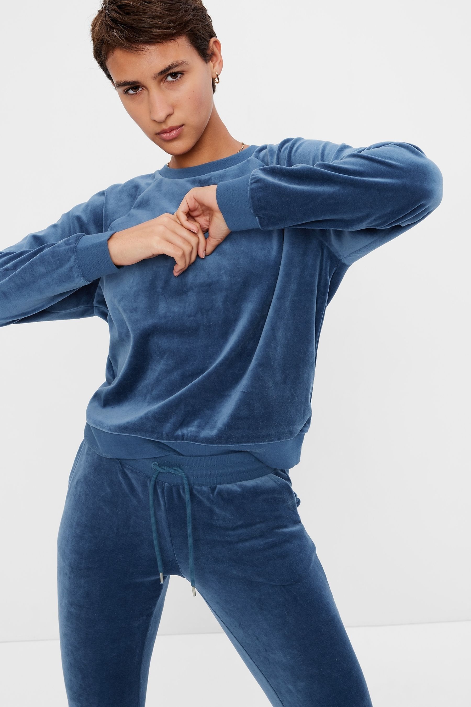 Buy Blue Velour Pullover Jumper from the Gap online shop