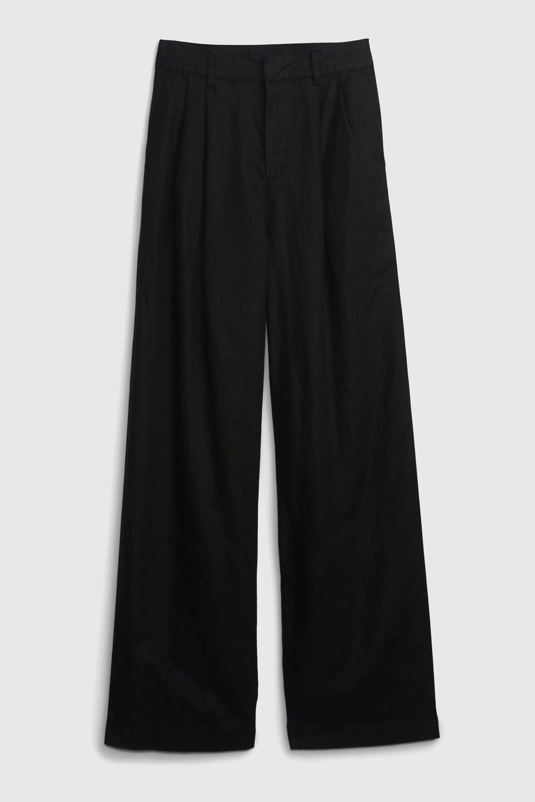 Buy Black Linen Blend Pleated Trousers from the Gap online shop