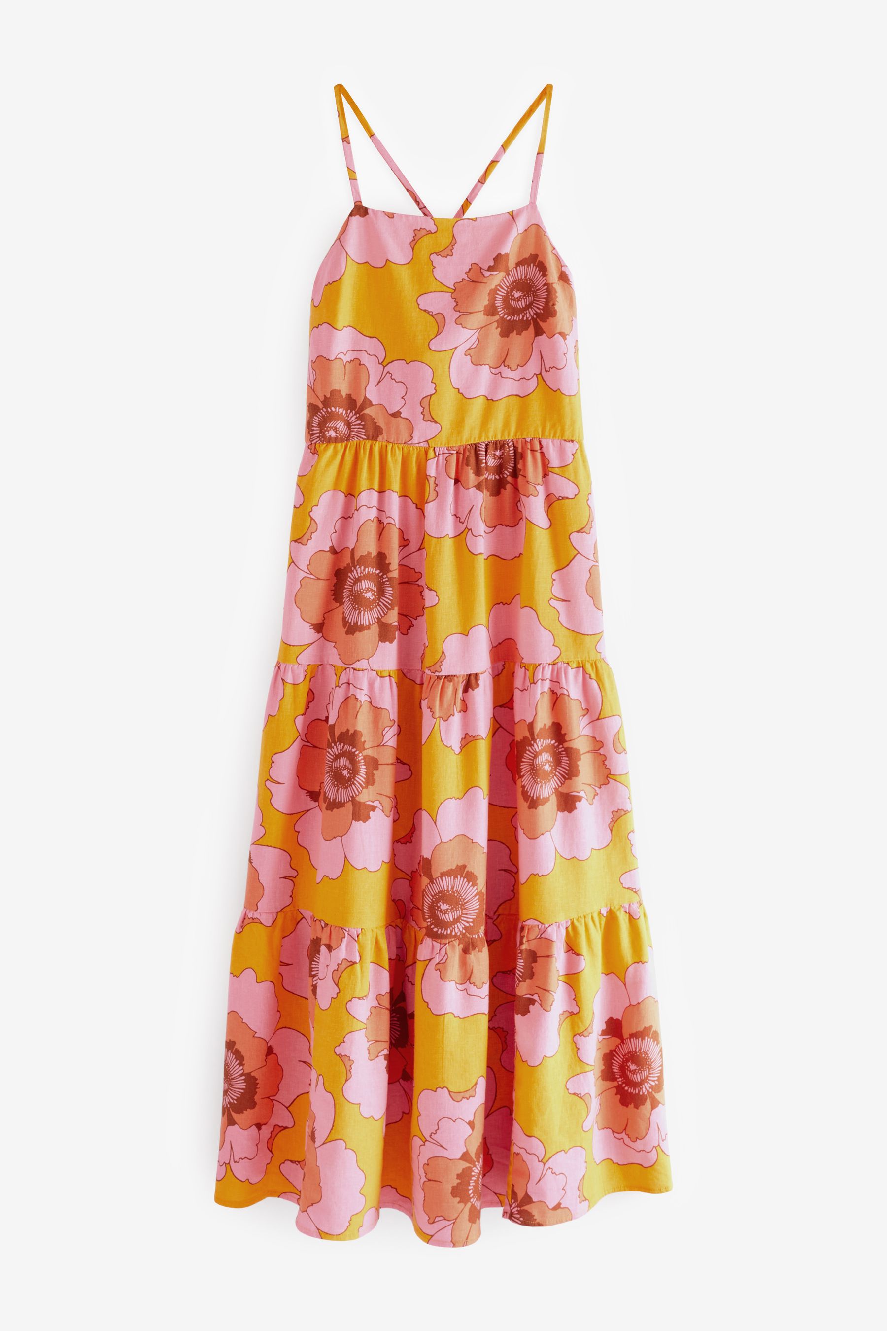 Buy LinenBlend TieBack Tiered Sleevless Maxi Dress from the Gap