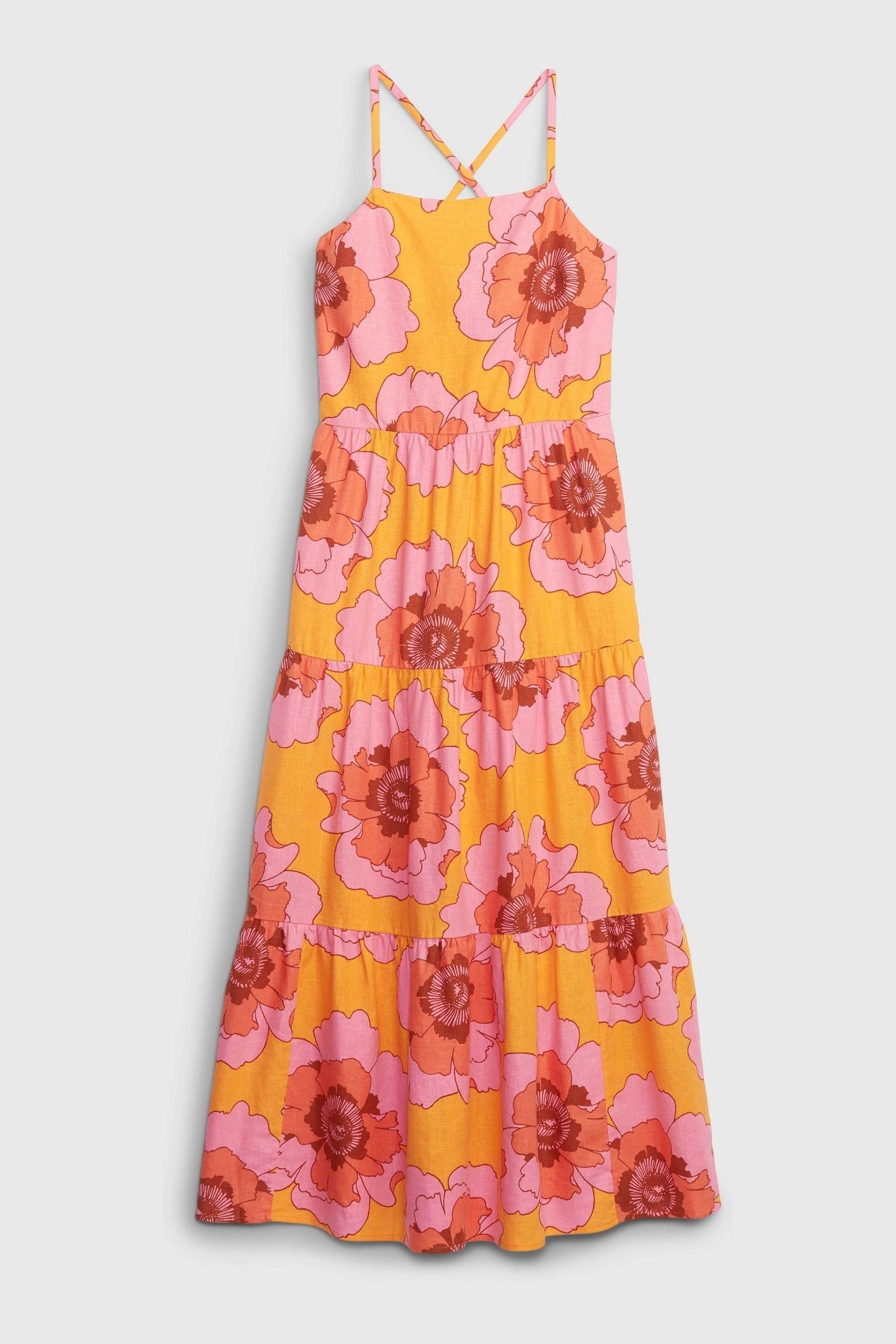 Buy LinenBlend TieBack Tiered Sleevless Maxi Dress from the Gap