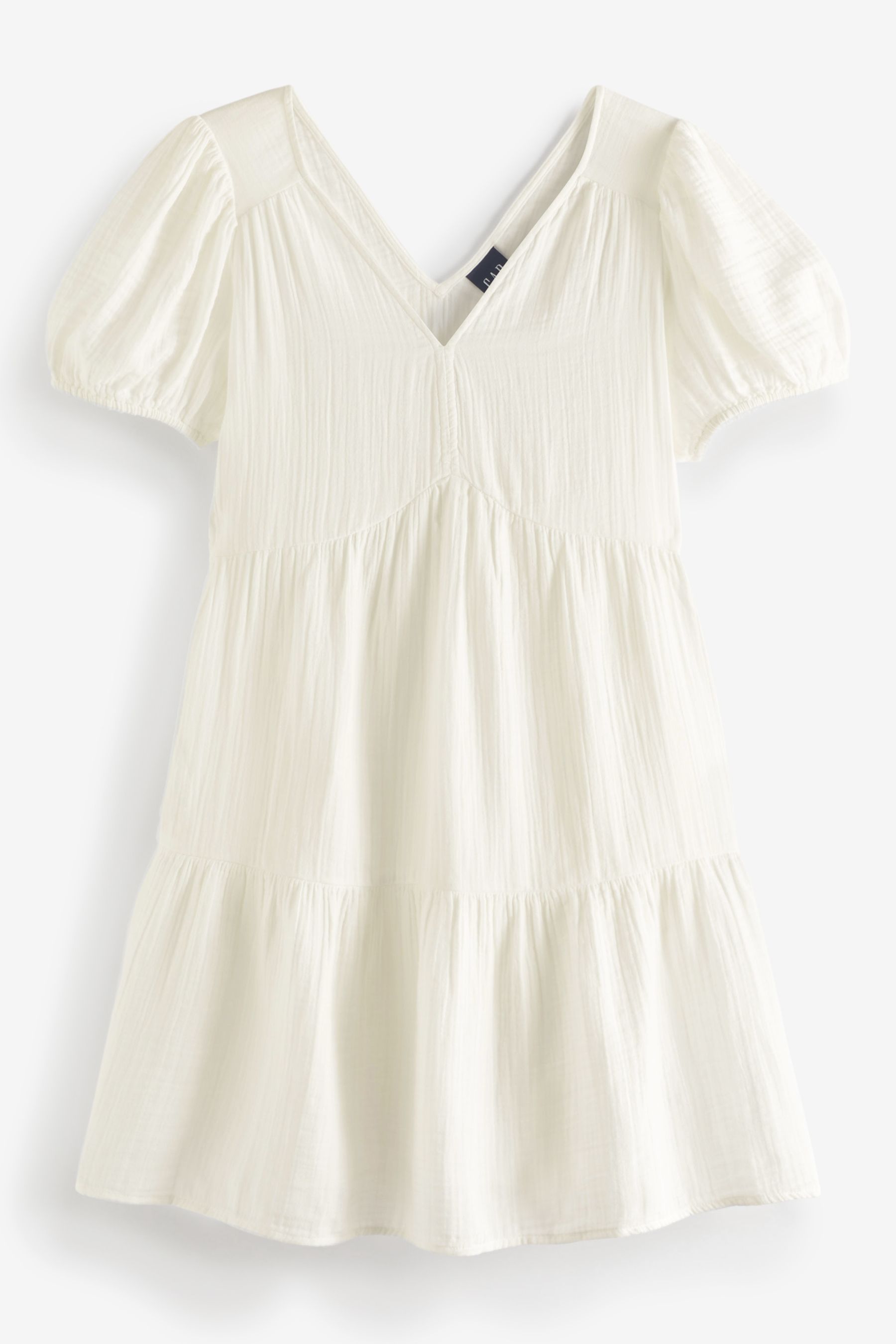 Buy White Crinkle Gauze Puff Sleeve Tiered Mini Dress from the Gap online shop