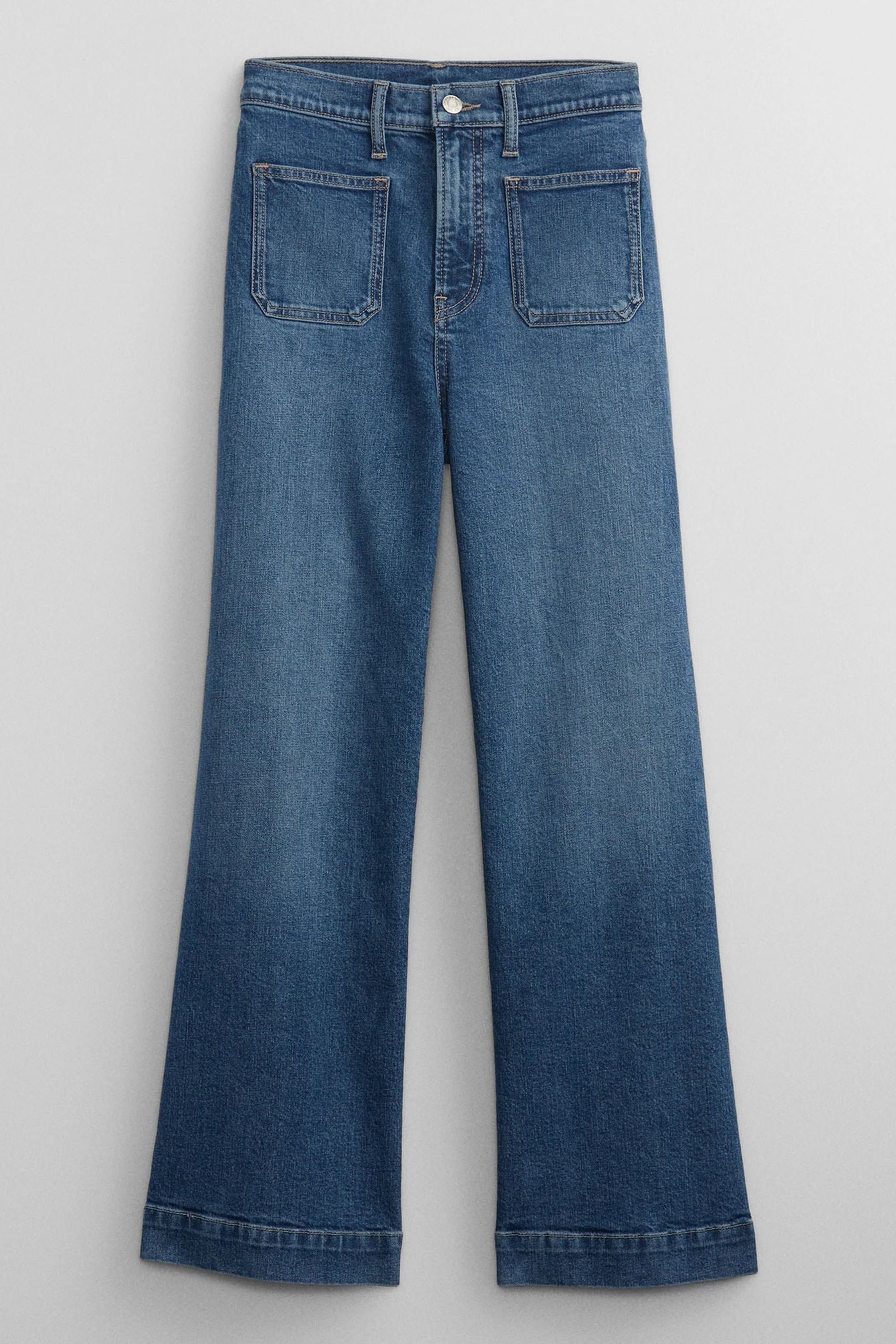 Buy Mid Wash Blue High Waisted Wide Leg Cropped Jeans from the Gap ...