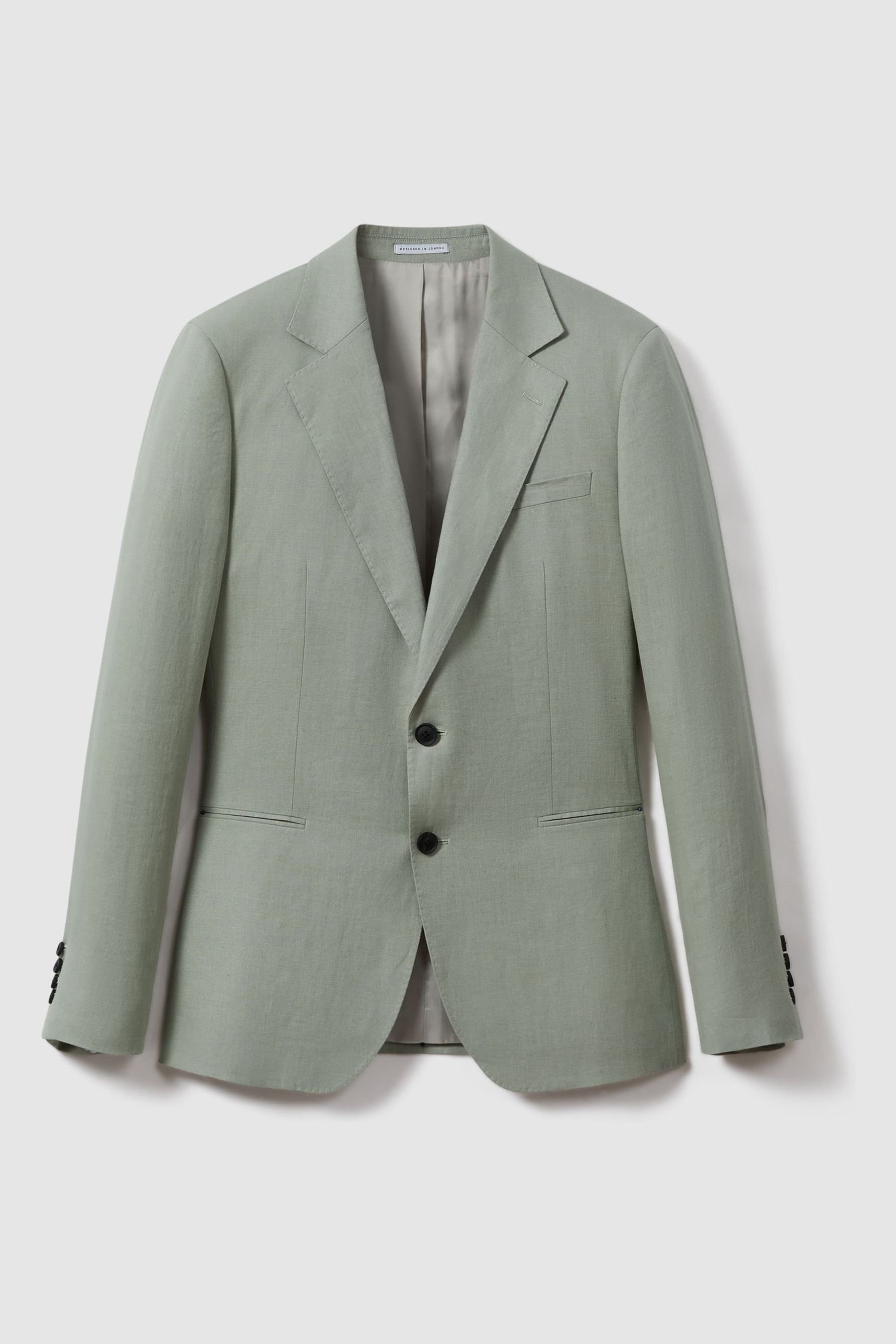 Single-Breasted Linen Suit Blazer Slim Fit in Apple - Image 1 of 1