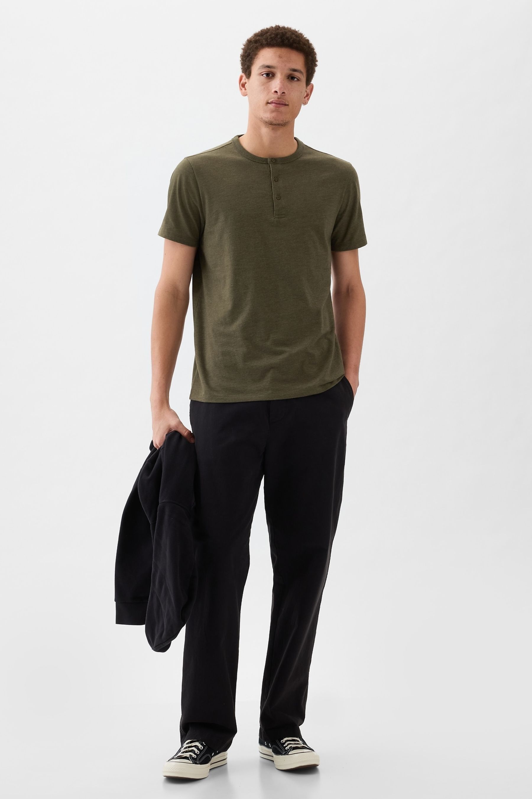 Green Everyday Soft Henley Short Sleeve T-Shirt - Image 1 of 1
