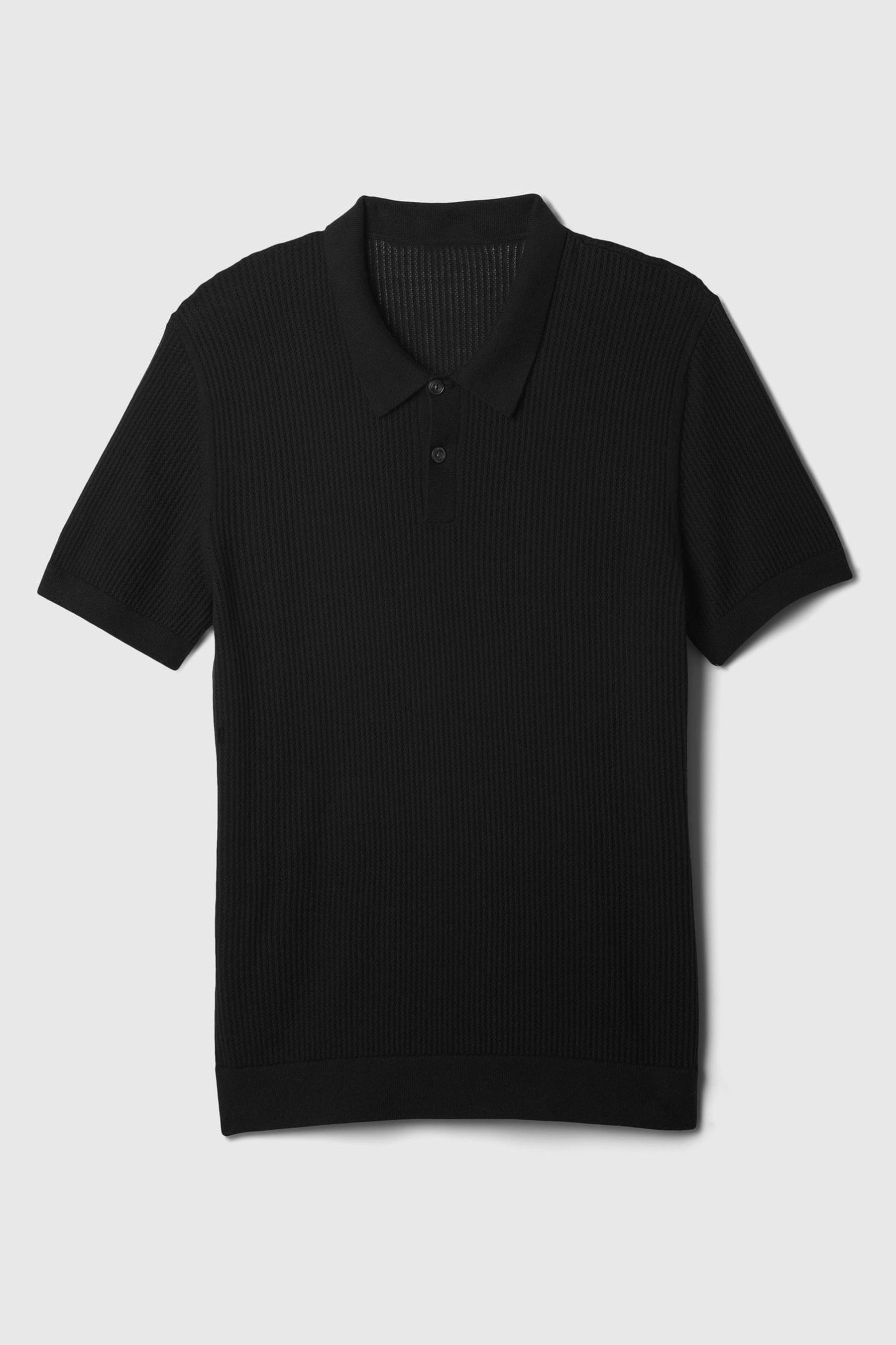 Black Textured Short Sleeve Polo Shirt - Image 1 of 1