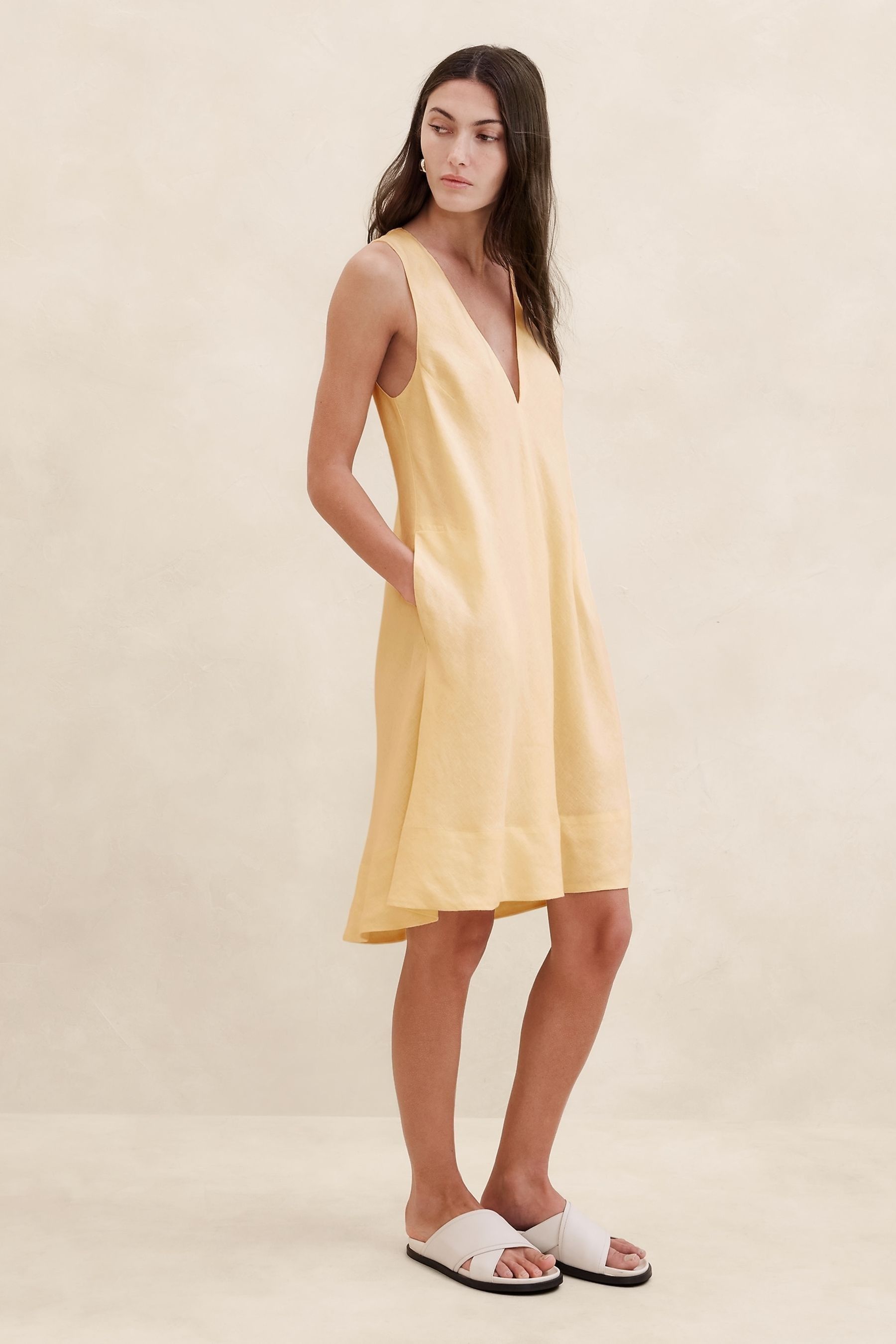 Buy Banana Republic Yellow Ava Linen Mini Dress from the Gap online shop — free download