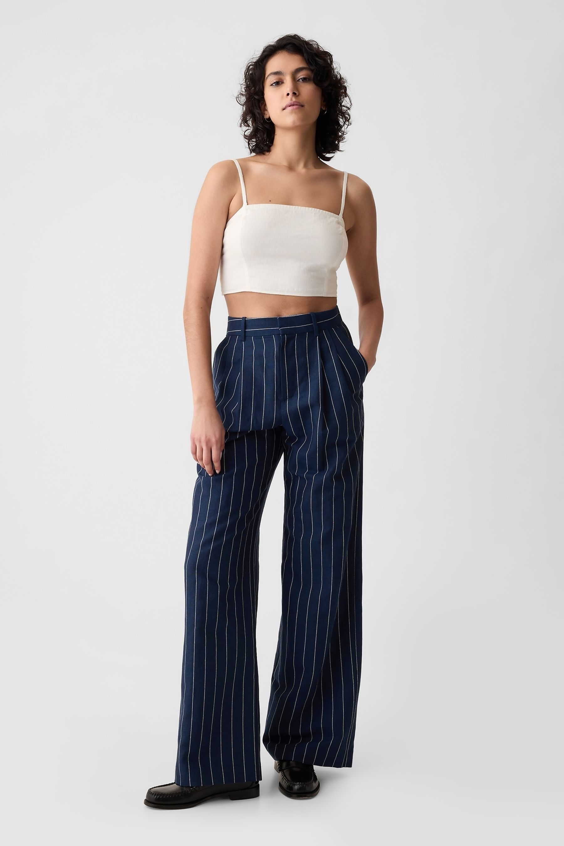 PC8727 GABY PINSTRIPE PANT - MID BLUE DENIM main image 0