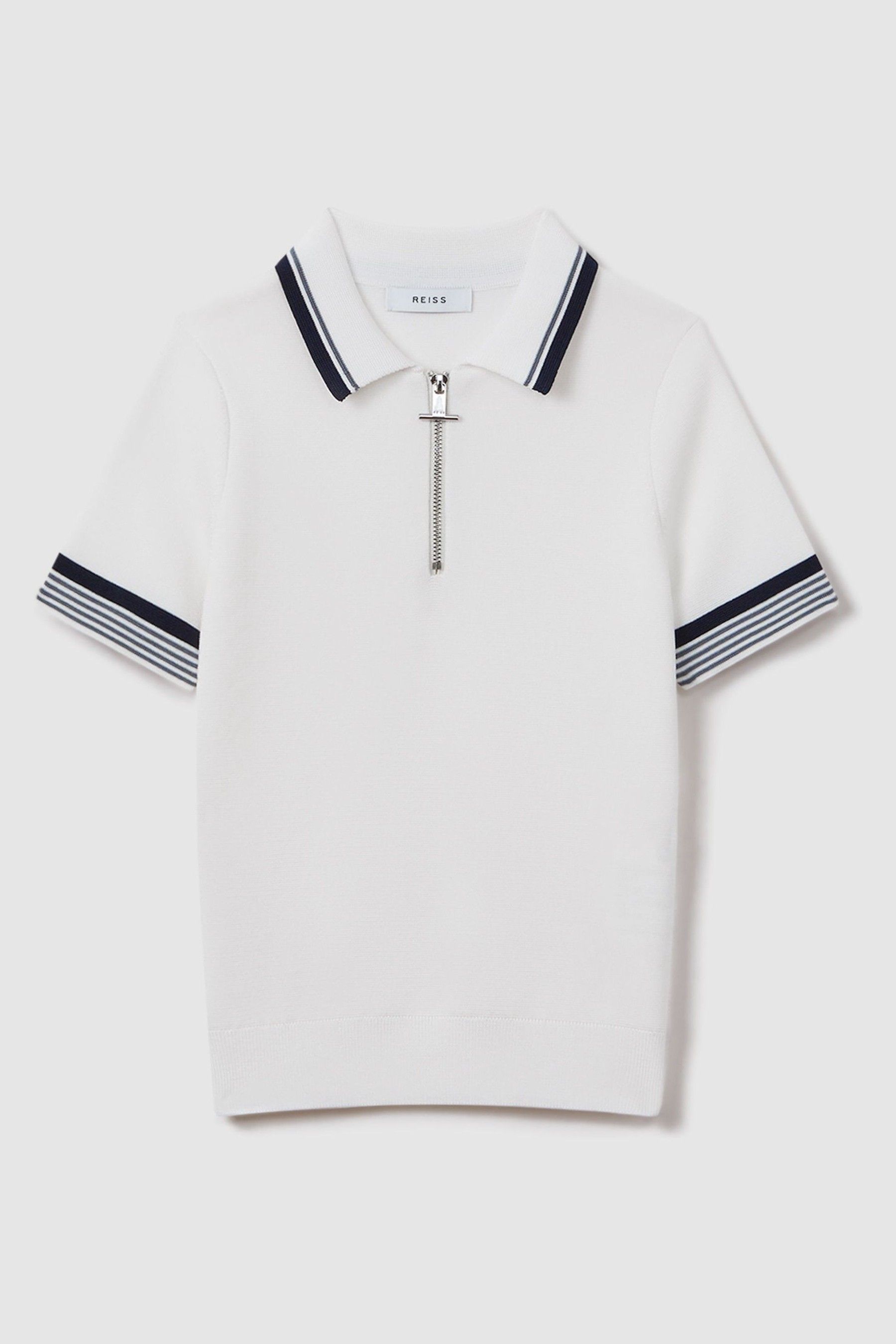 Teen Half-Zip Polo Shirt in Optic White - Image 1 of 1