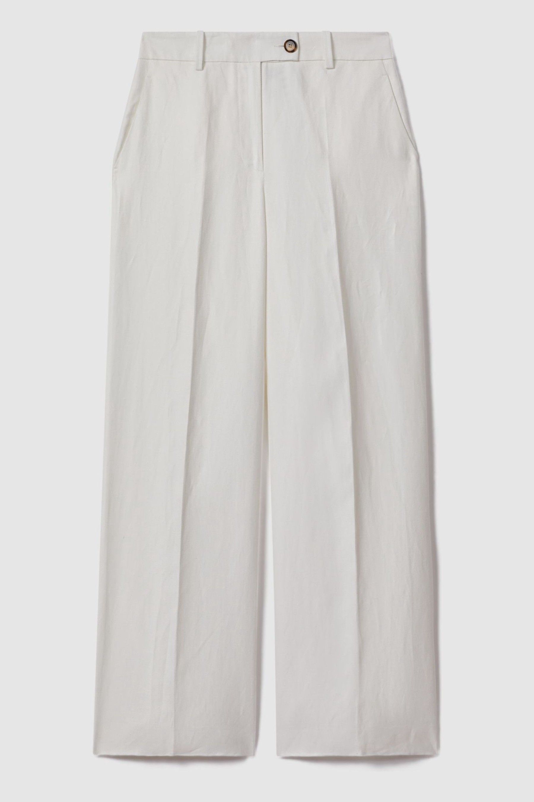Petite Viscose-Linen Wide Leg Suit Trousers in White - Image 1 of 1