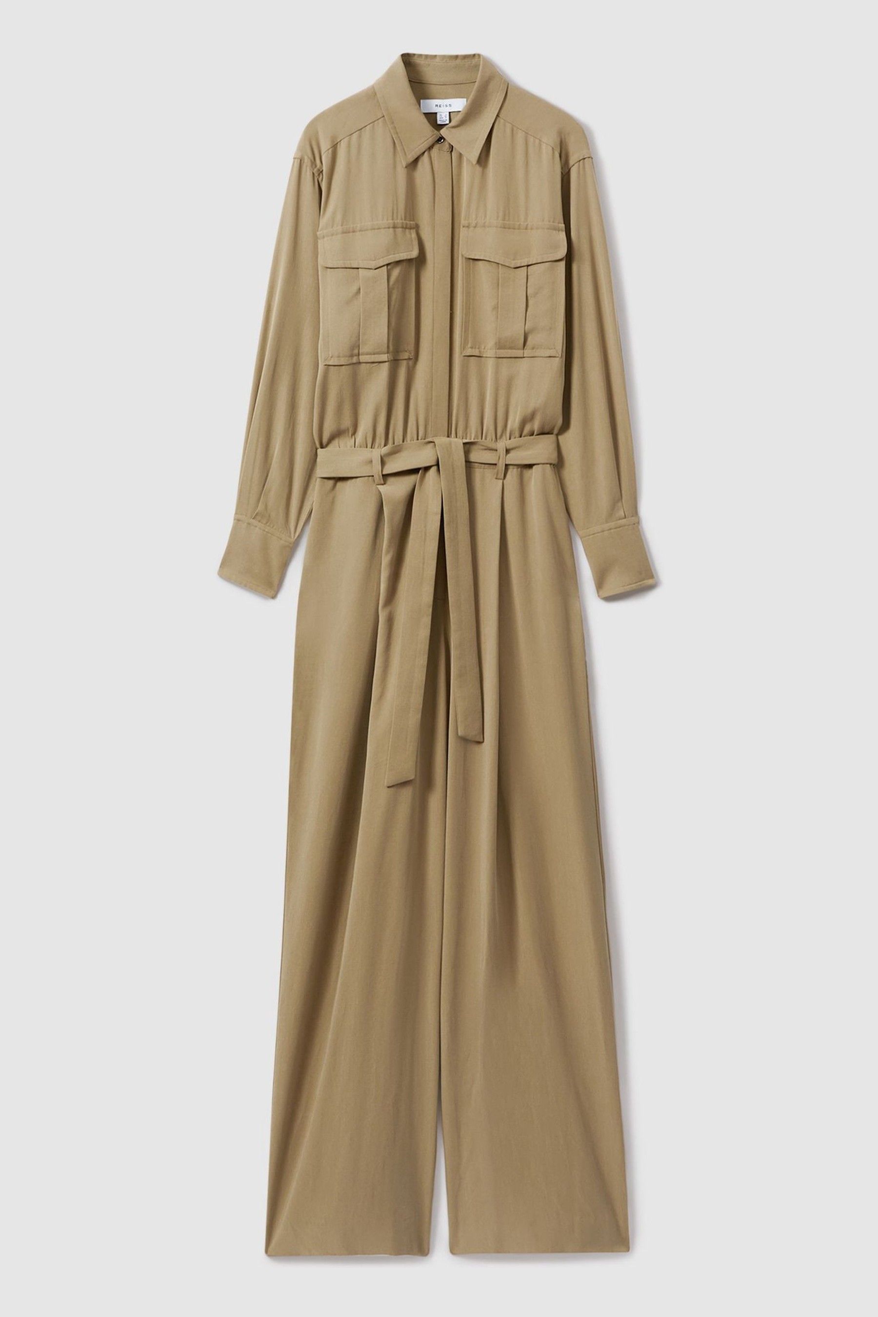 Lyocell Wide Leg Jumpsuit in Khaki - Image 1 of 1