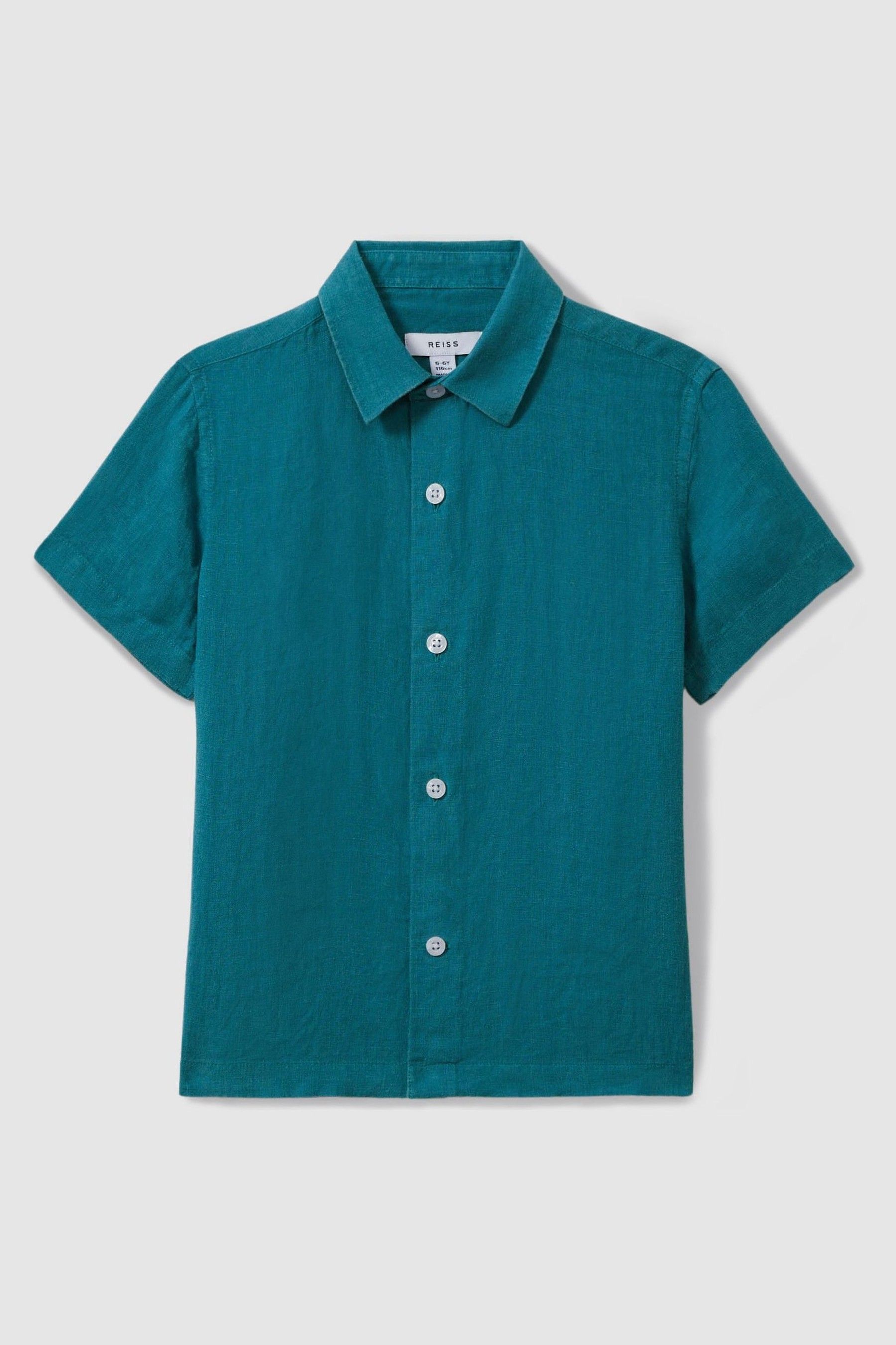 9-13 yrs Short Sleeve Linen Shirt in Seafoam - Image 1 of 1