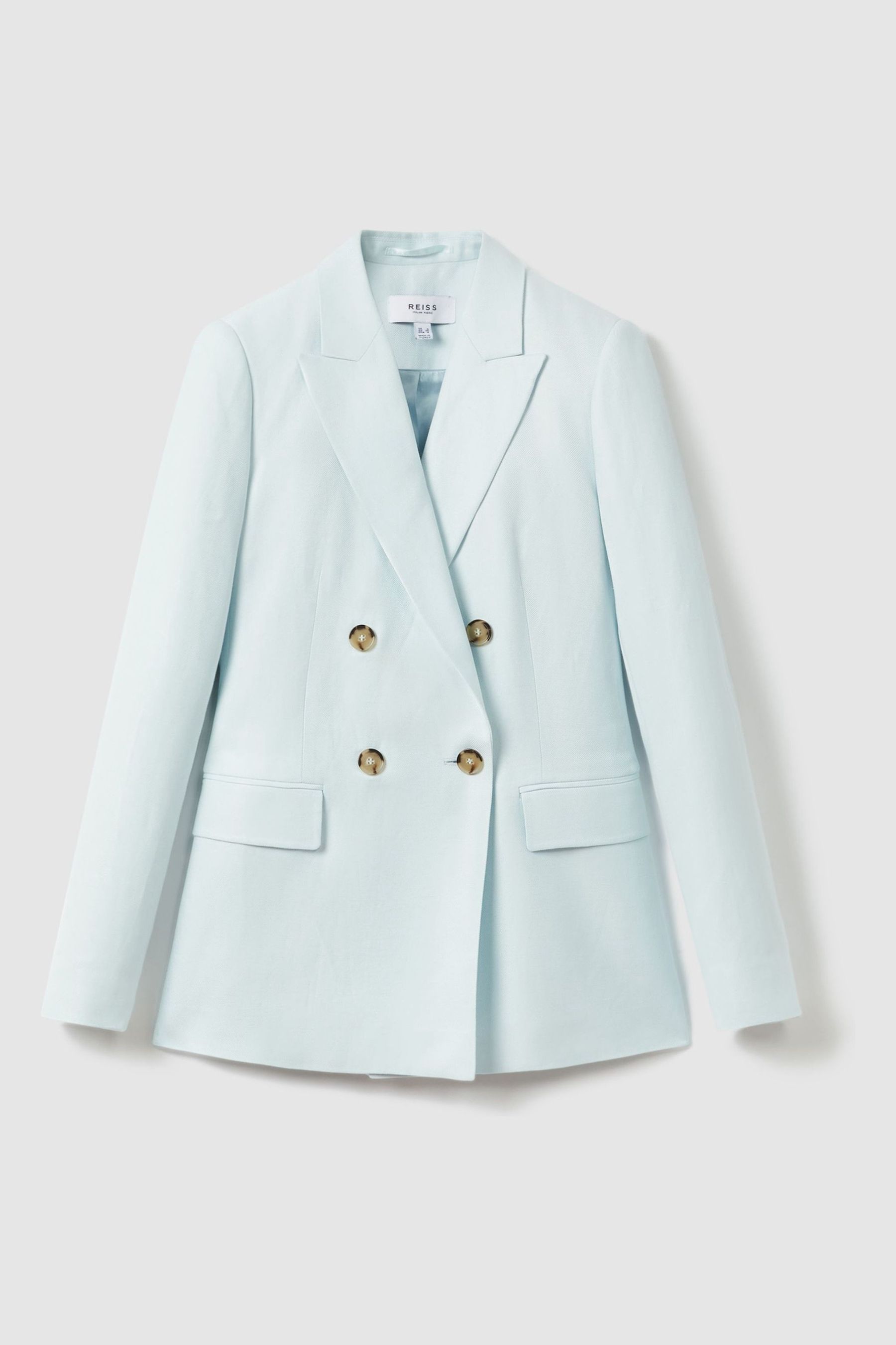 Viscose-Linen Double Breasted Suit Blazer in Blue - Image 1 of 1