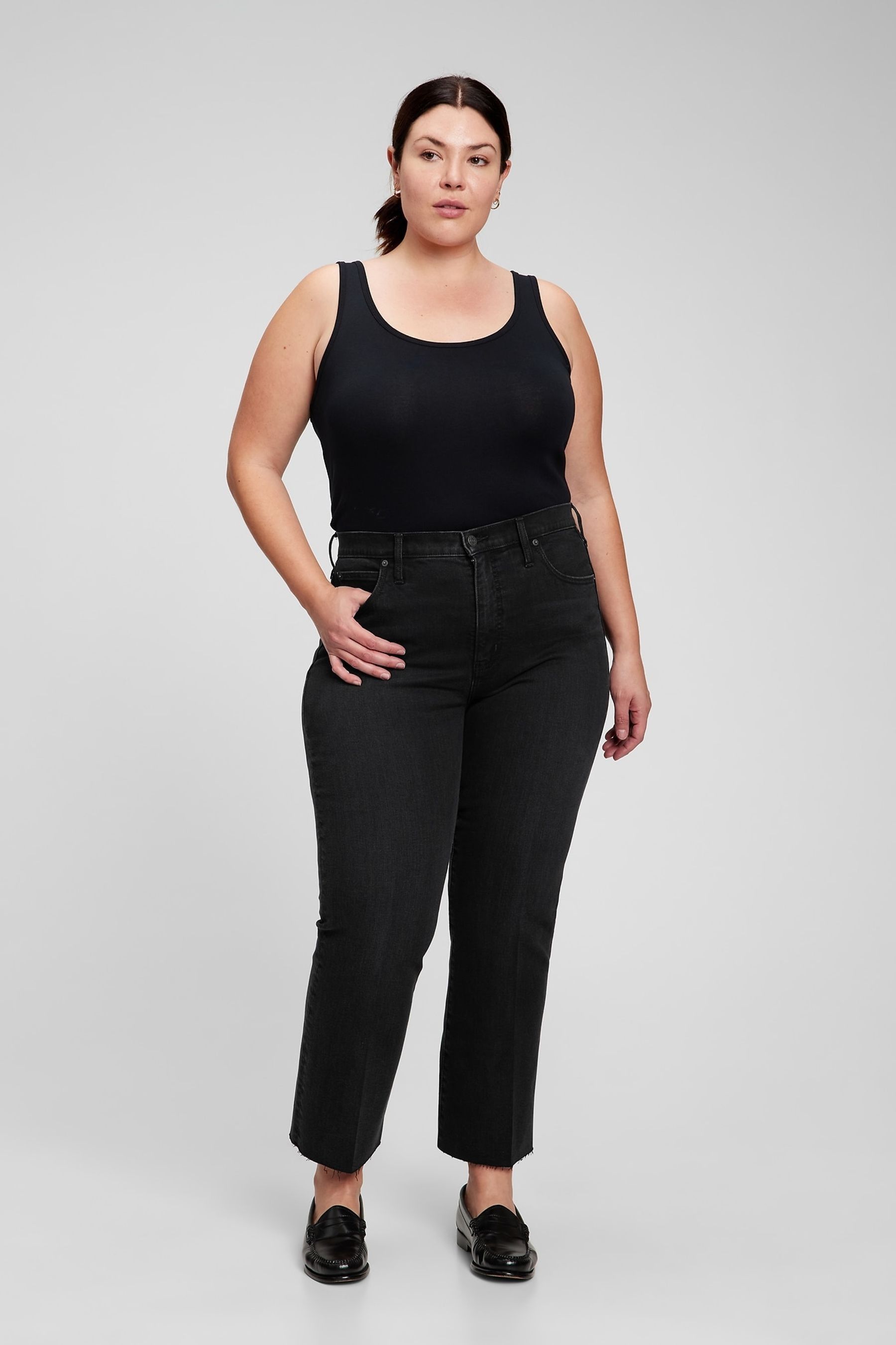 Buy Black High Waisted Kick Fit Jeans from the Gap online shop
