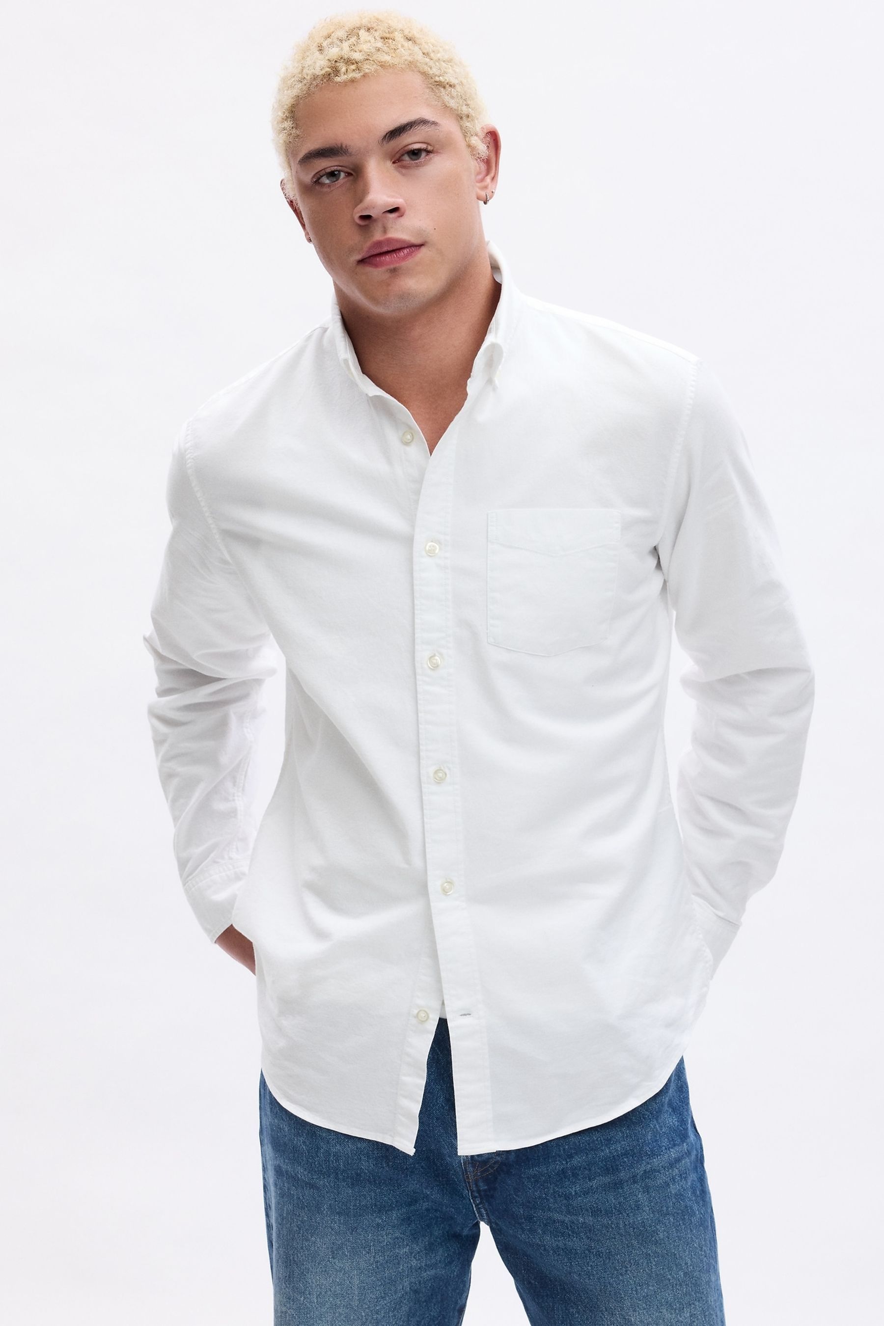 White Regular Fit Long Sleeve Oxford Shirt - Image 1 of 1