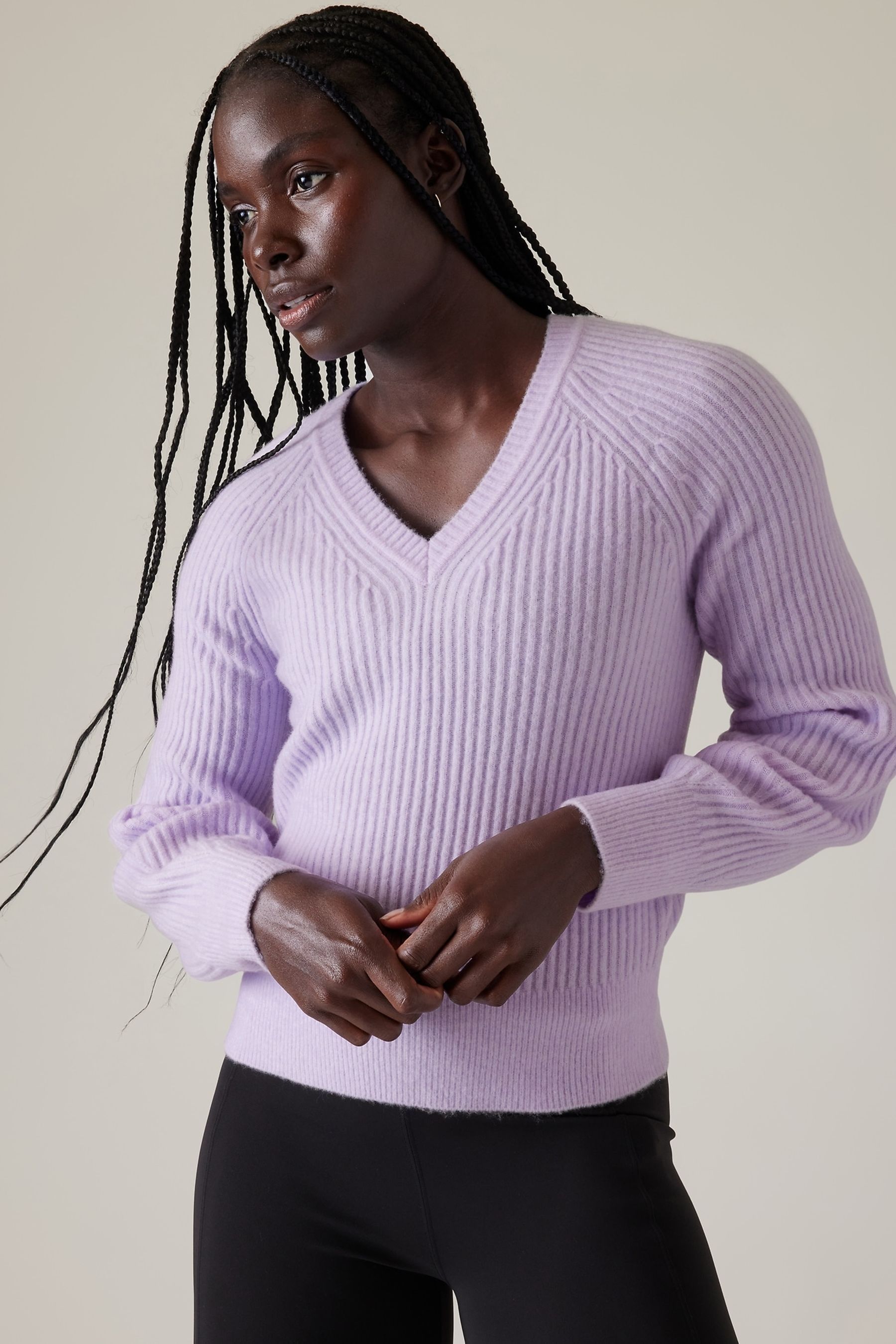 Athleta Purple Layover V-Neck Jumper - Image 1 of 1