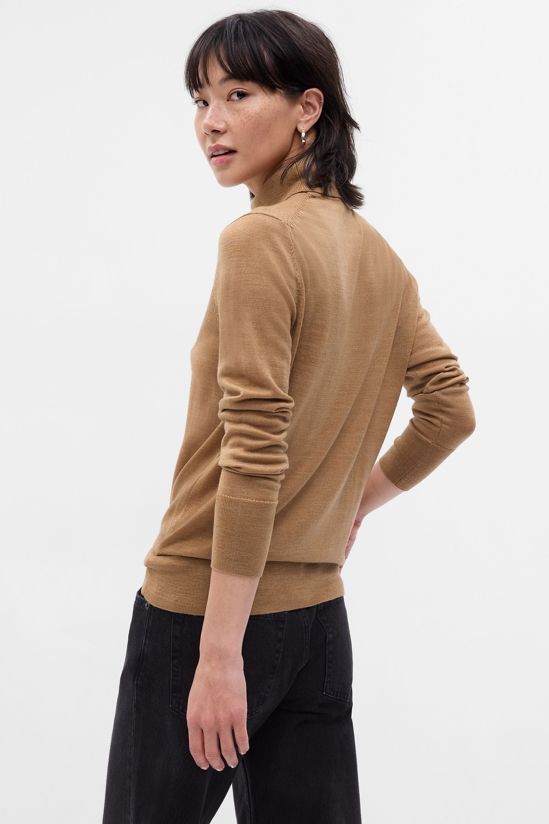 Buy Brown Merino Wool Turtle Neck Jumper from the Gap online shop