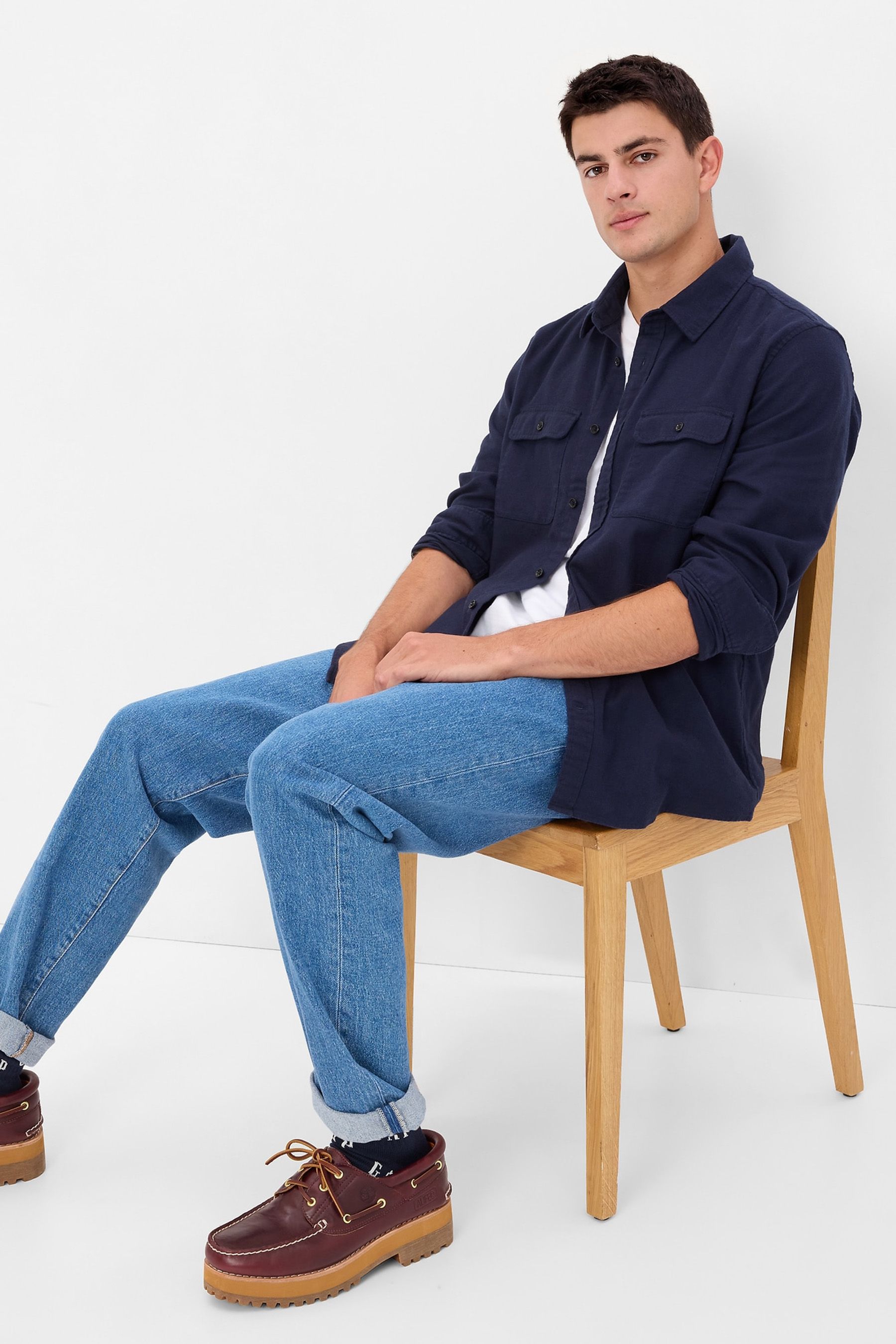 Blue Button-Up Pocket Long Sleeve Shirt - Image 1 of 1