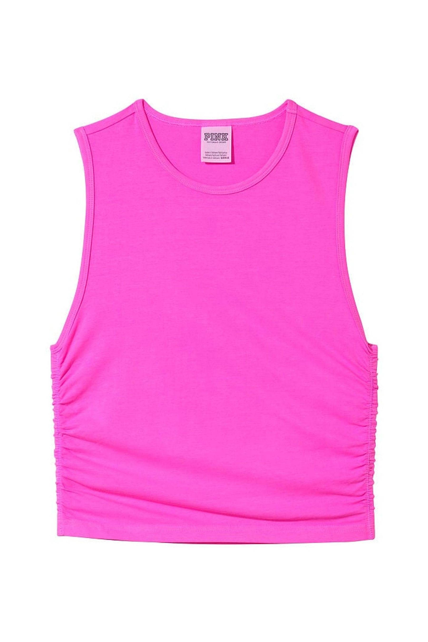 Pink Berry Ruched Side Crop Tank - Image 1 of 1