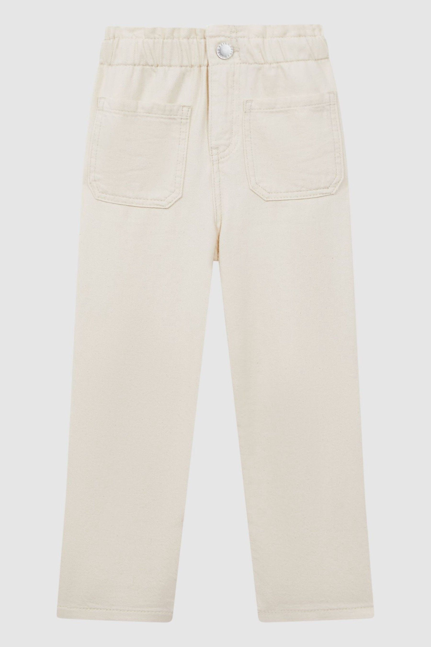 9-13 yrs High Rise Elasticated Jeans in Ecru - Image 1 of 1
