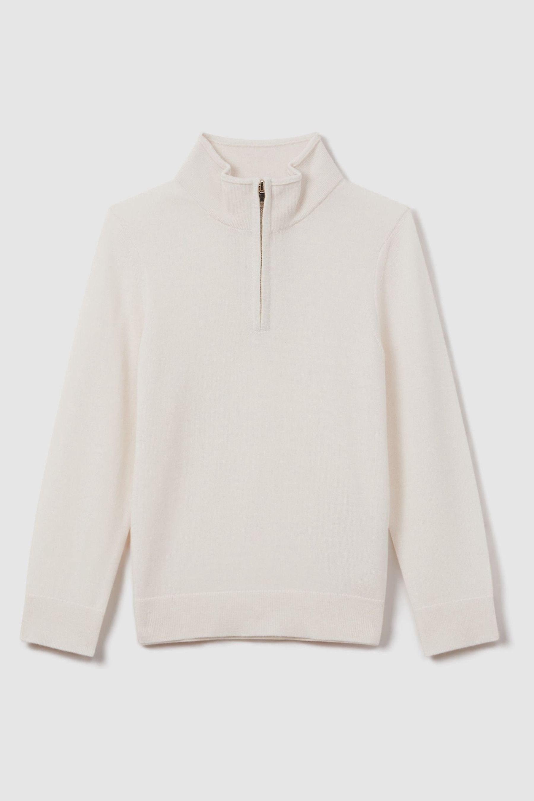 13-14 yrs Wool Half-Zip Funnel Neck Jumper in Snow - Image 1 of 1