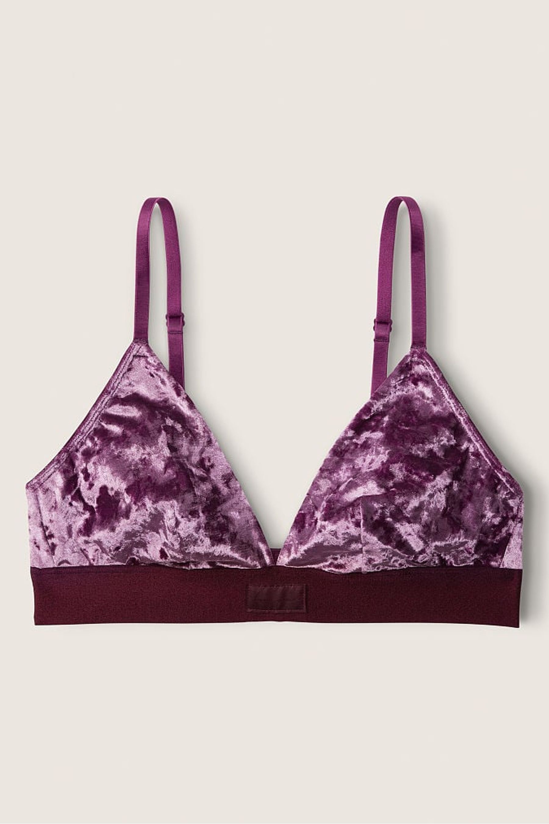 Rich Maroon Red Regular Cup Velvet Unlined Triangle Bralette - Image 1 of 1