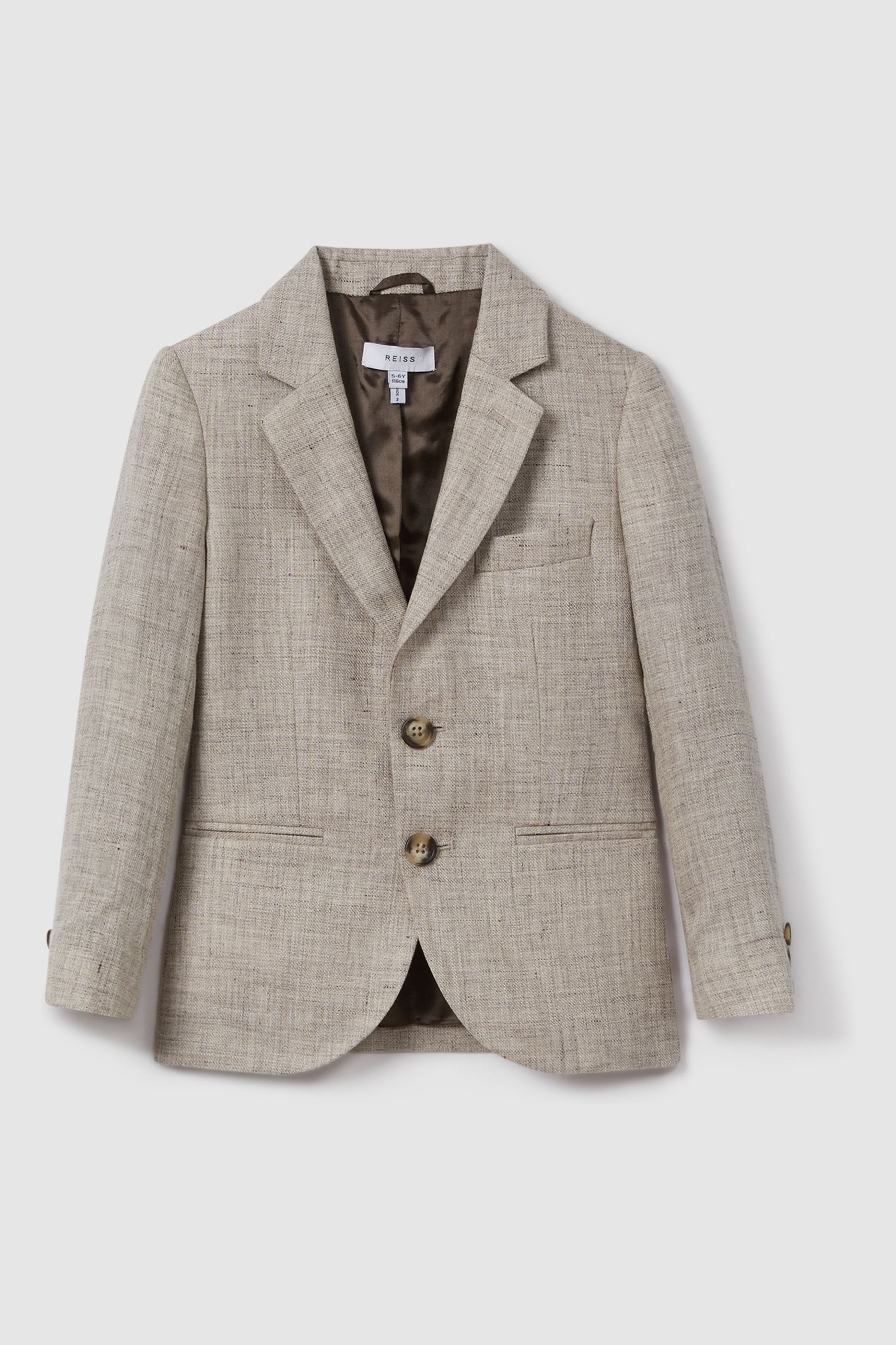 3-9 yrs Single Breasted Textured Linen Blazer in Oatmeal - Image 1 of 1