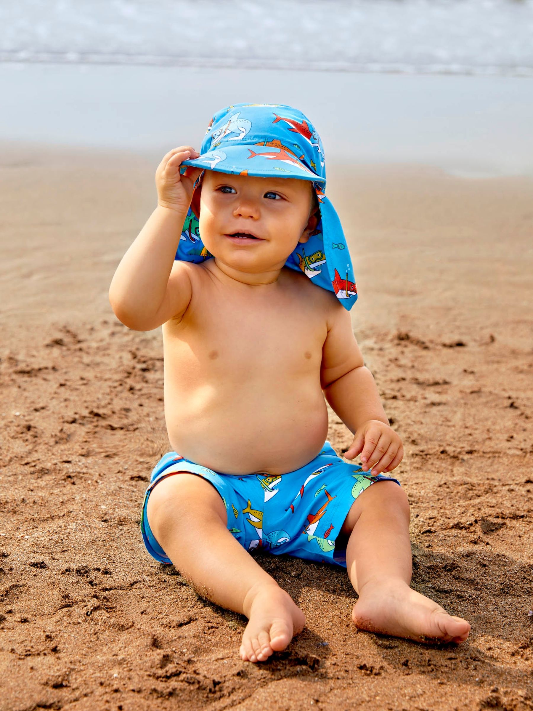 Blue Shark Swim Shorts with Integral Nappy JoJo Maman Bebe