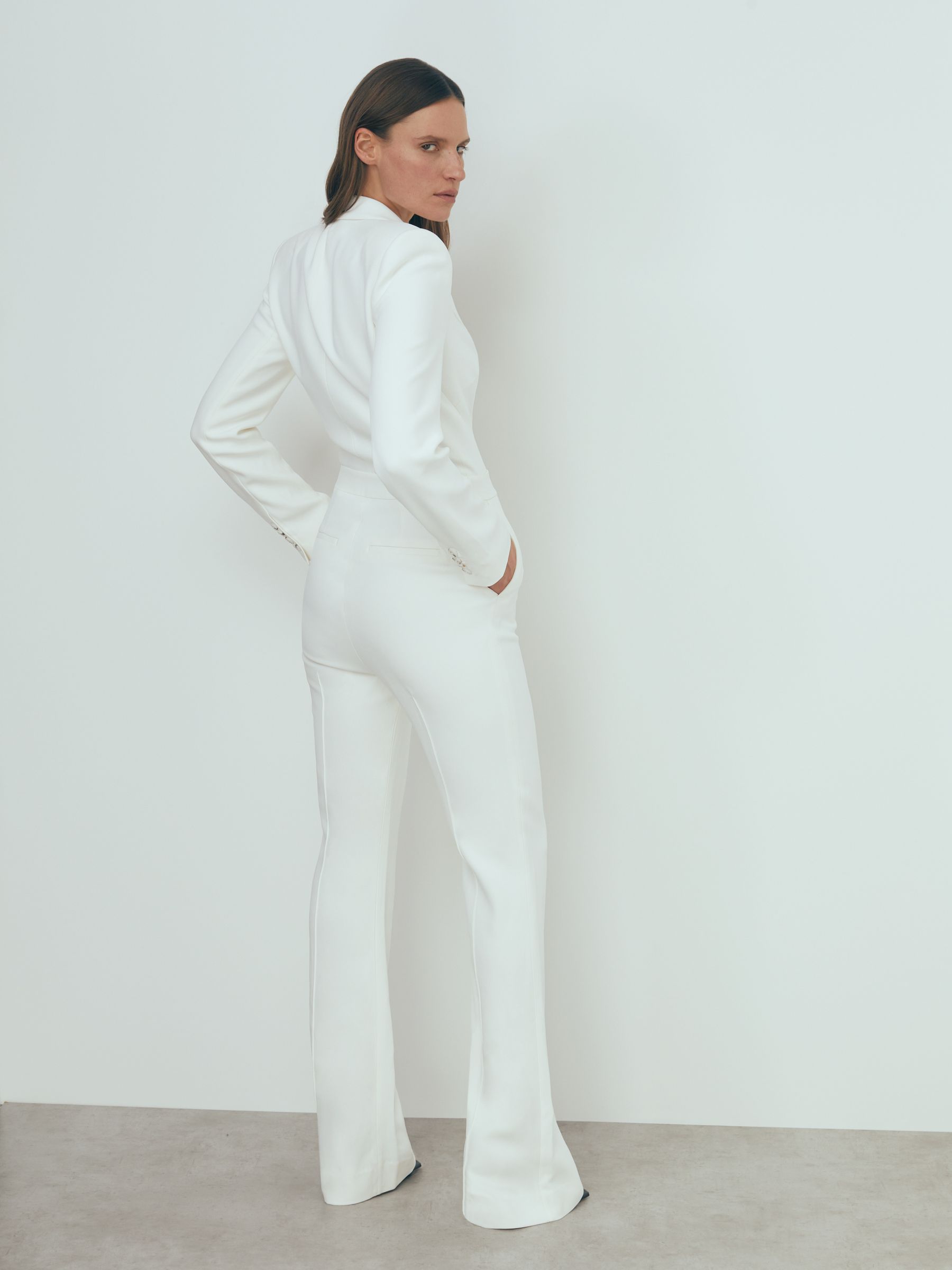 Womens white tuxedo jumpsuit discount