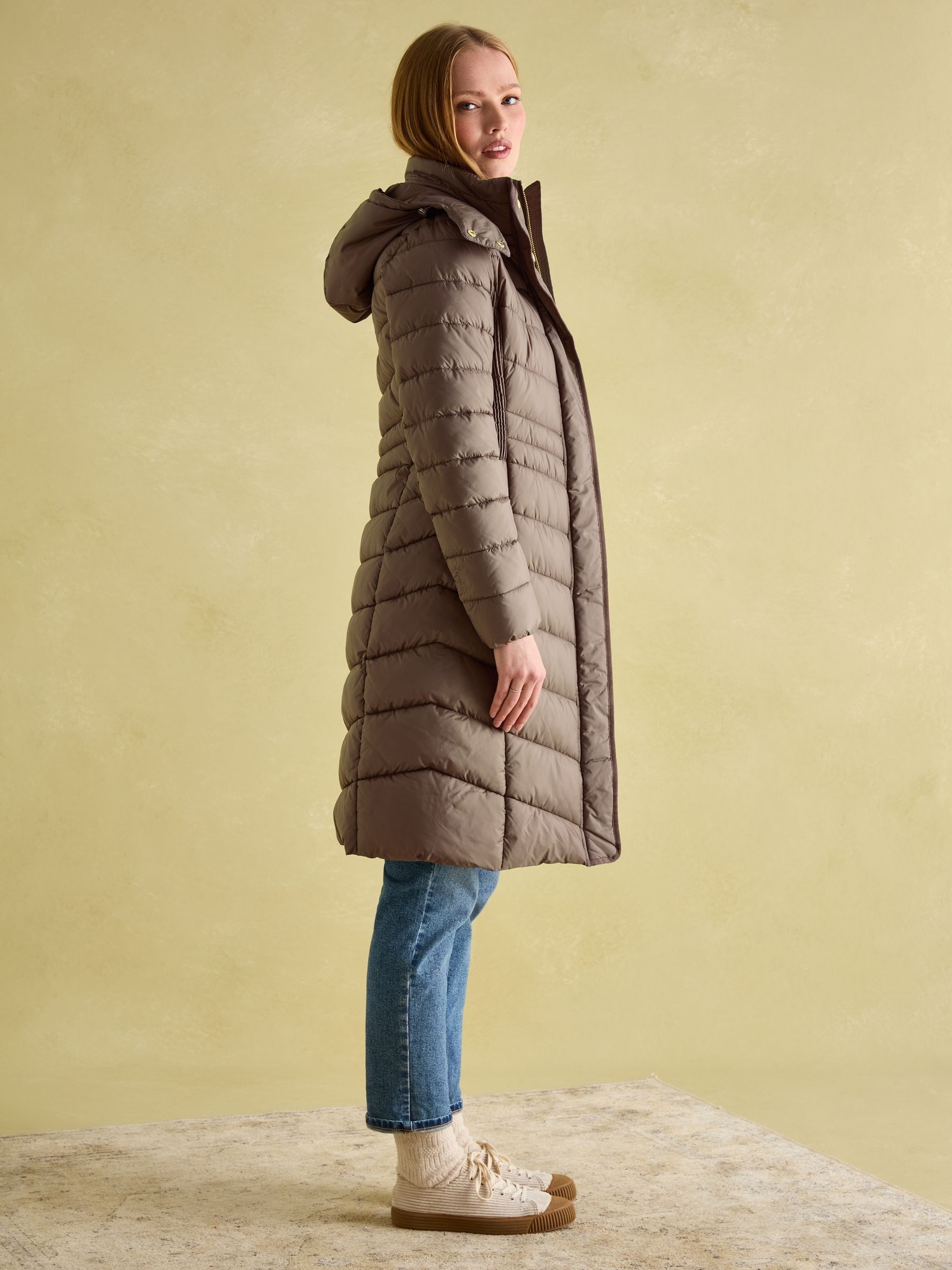 Buy Joules Pembury Neutral Showerproof Longline Padded Coat With Hood from the Joules online shop