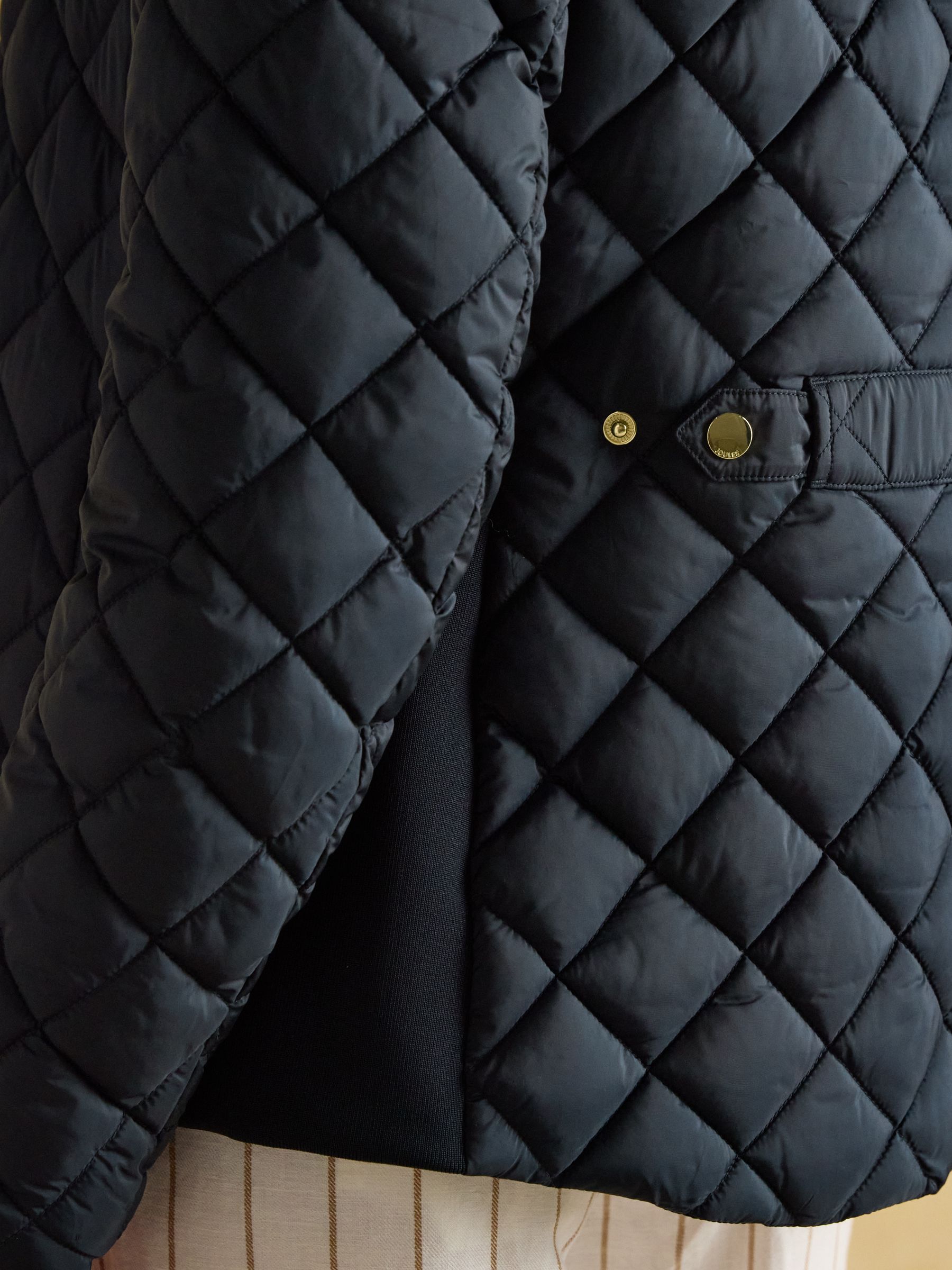 Buy Joules Braemar Luxe Navy Showerproof Diamond Quilted Coat from the Joules online shop