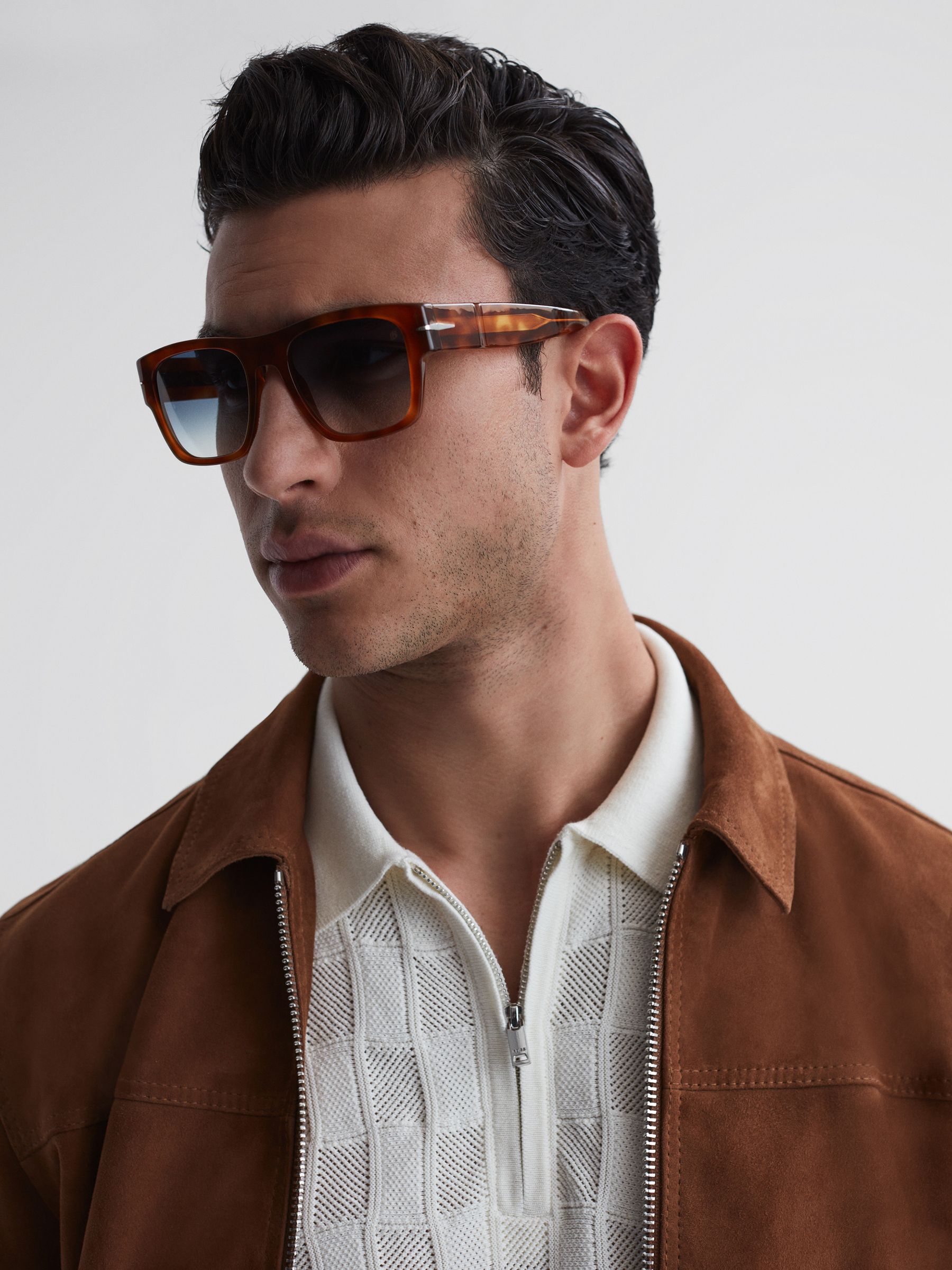 Reiss Eyewear by David Beckham Square Tortoiseshell Sunglasses in Tortoise REISS