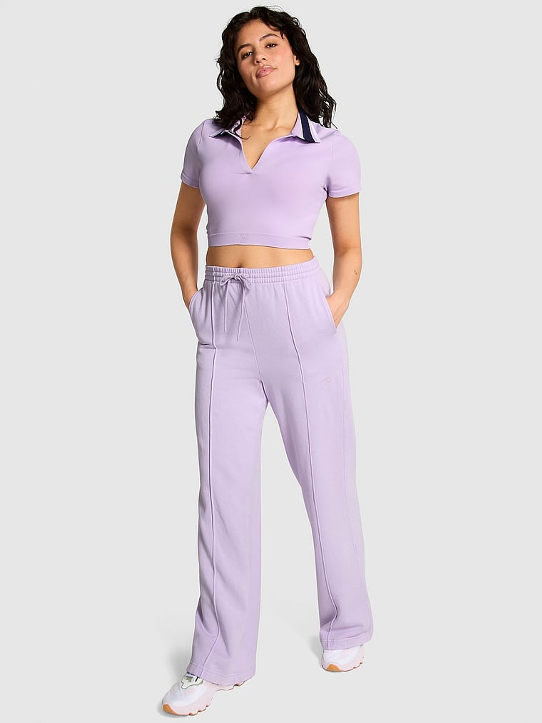 Pastel Lilac Purple Wide Leg Fleece Jogger