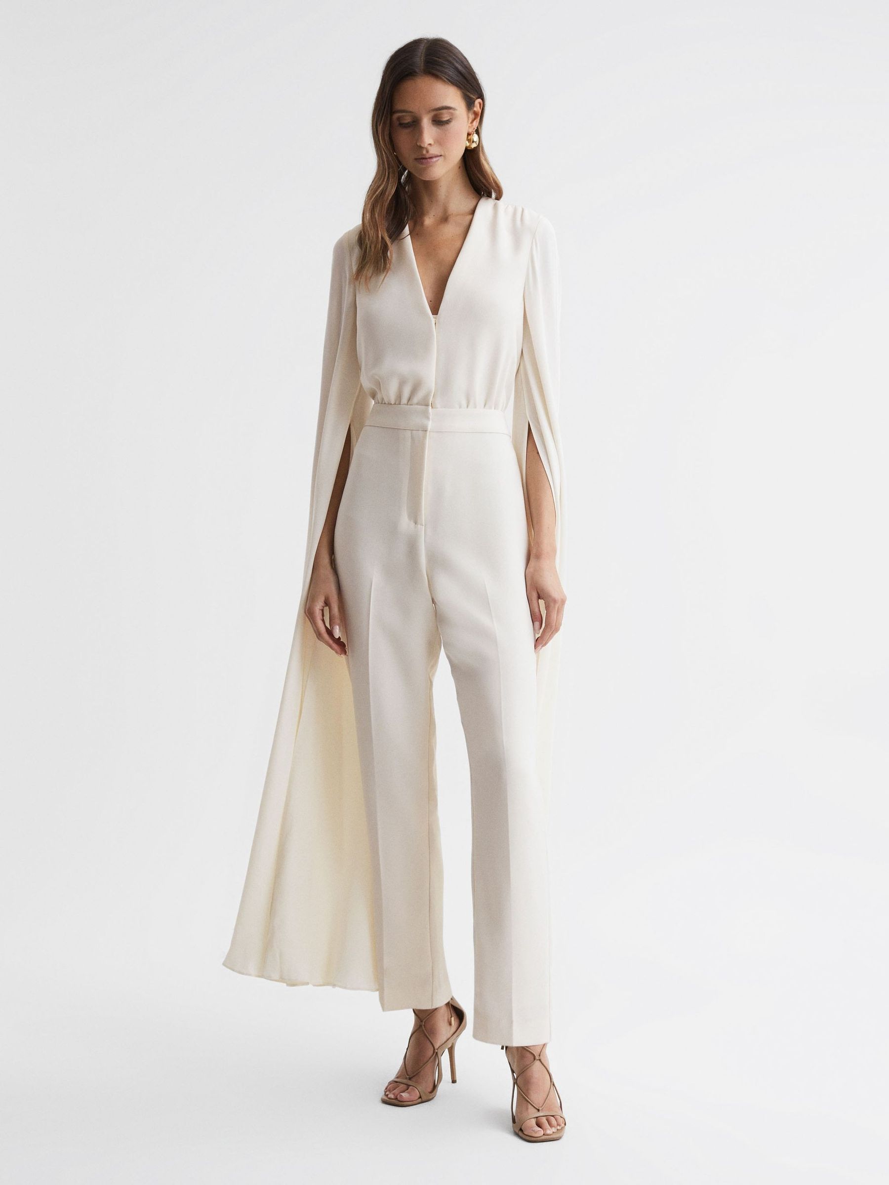 Plunging neck cloak sleeve jumpsuit hot sale