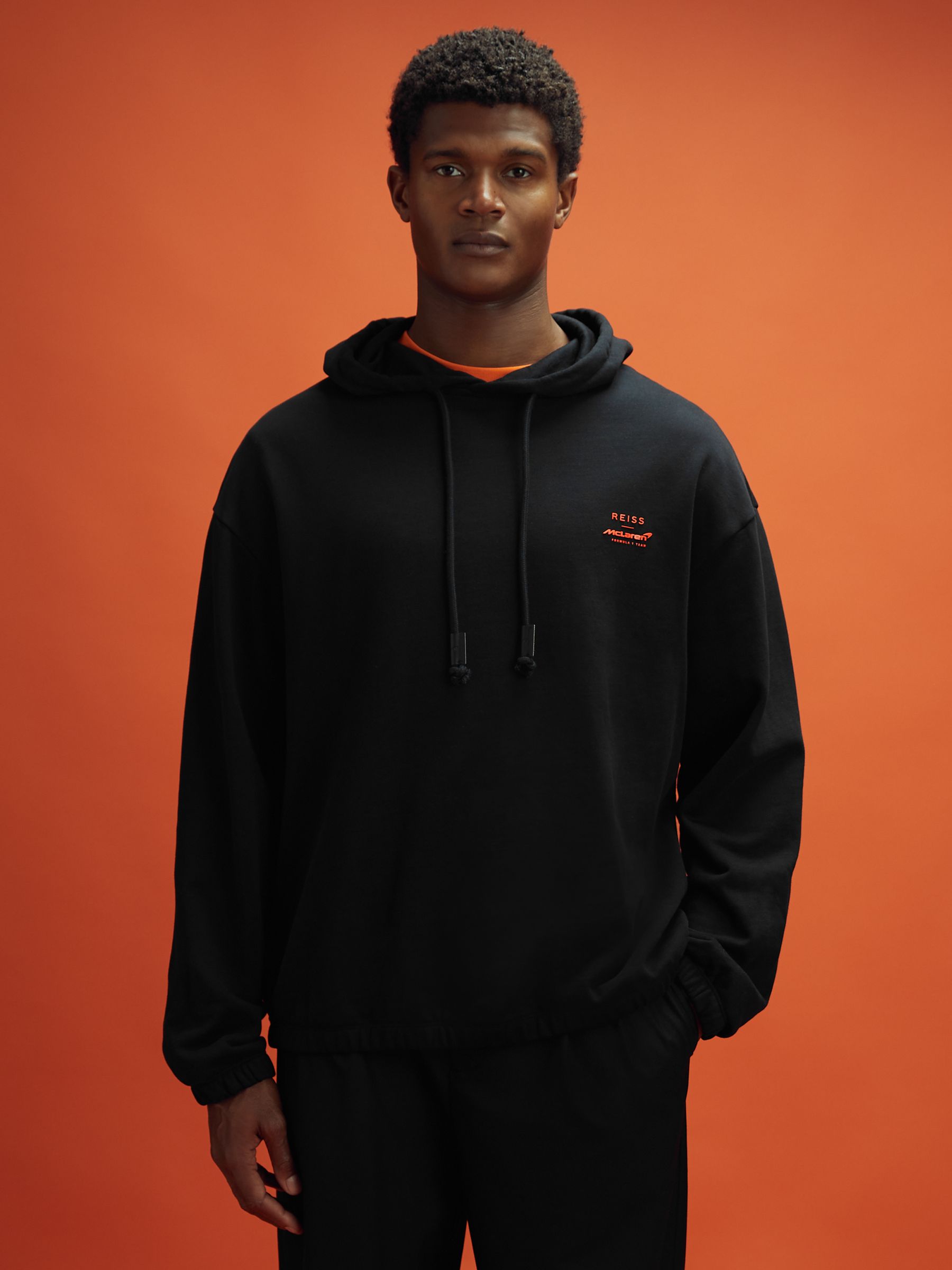 McLaren F1 Elasticated Cotton Hoodie in Black