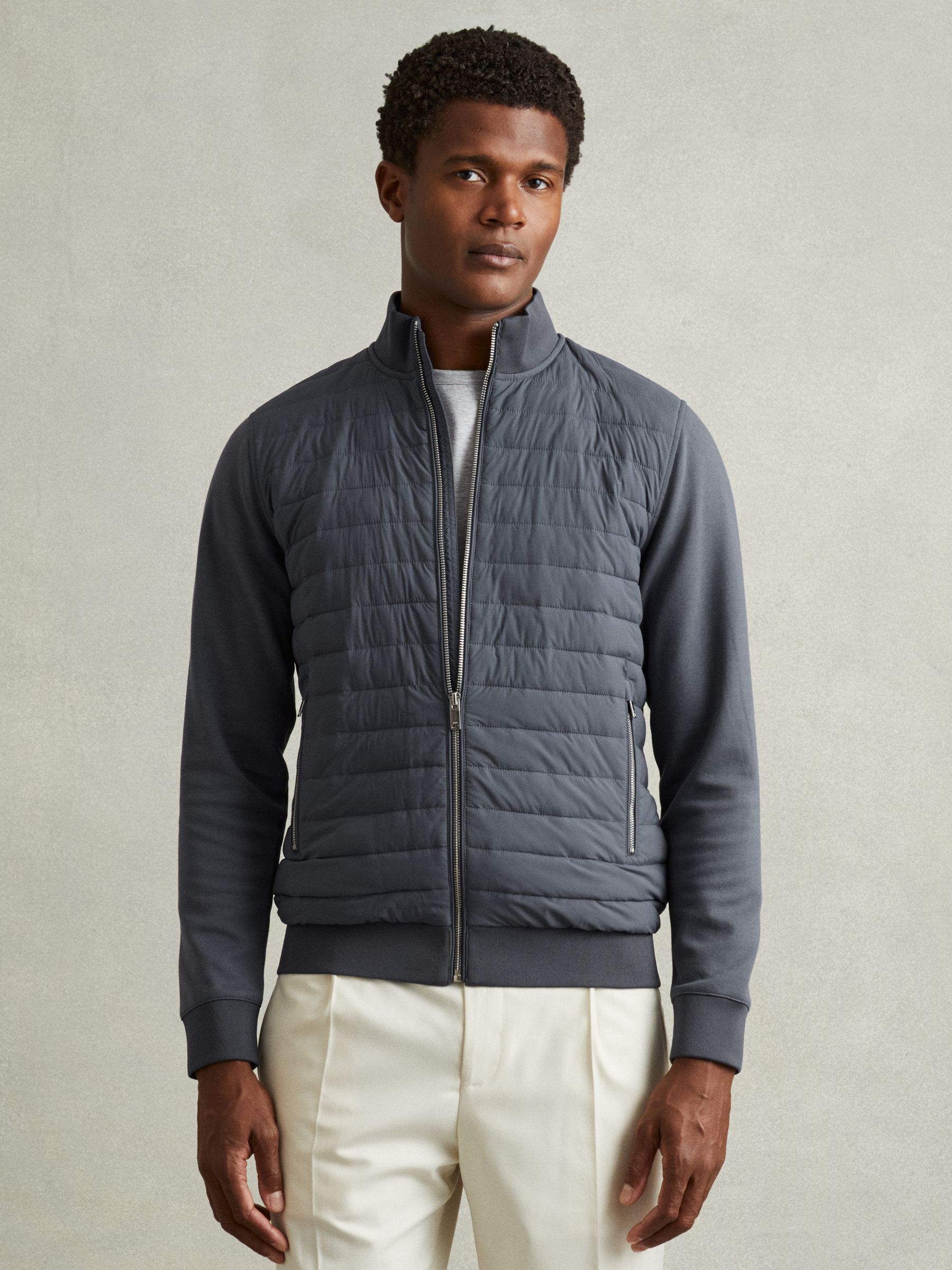 Grey quilted jacket clearance