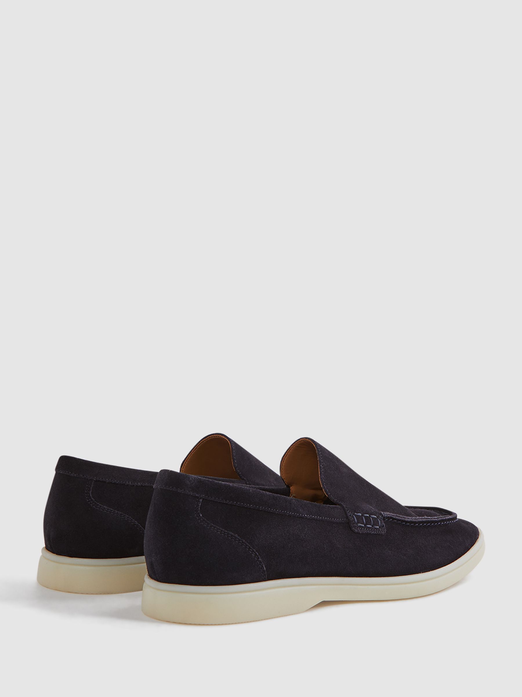 Suede Slip On Loafers in Navy