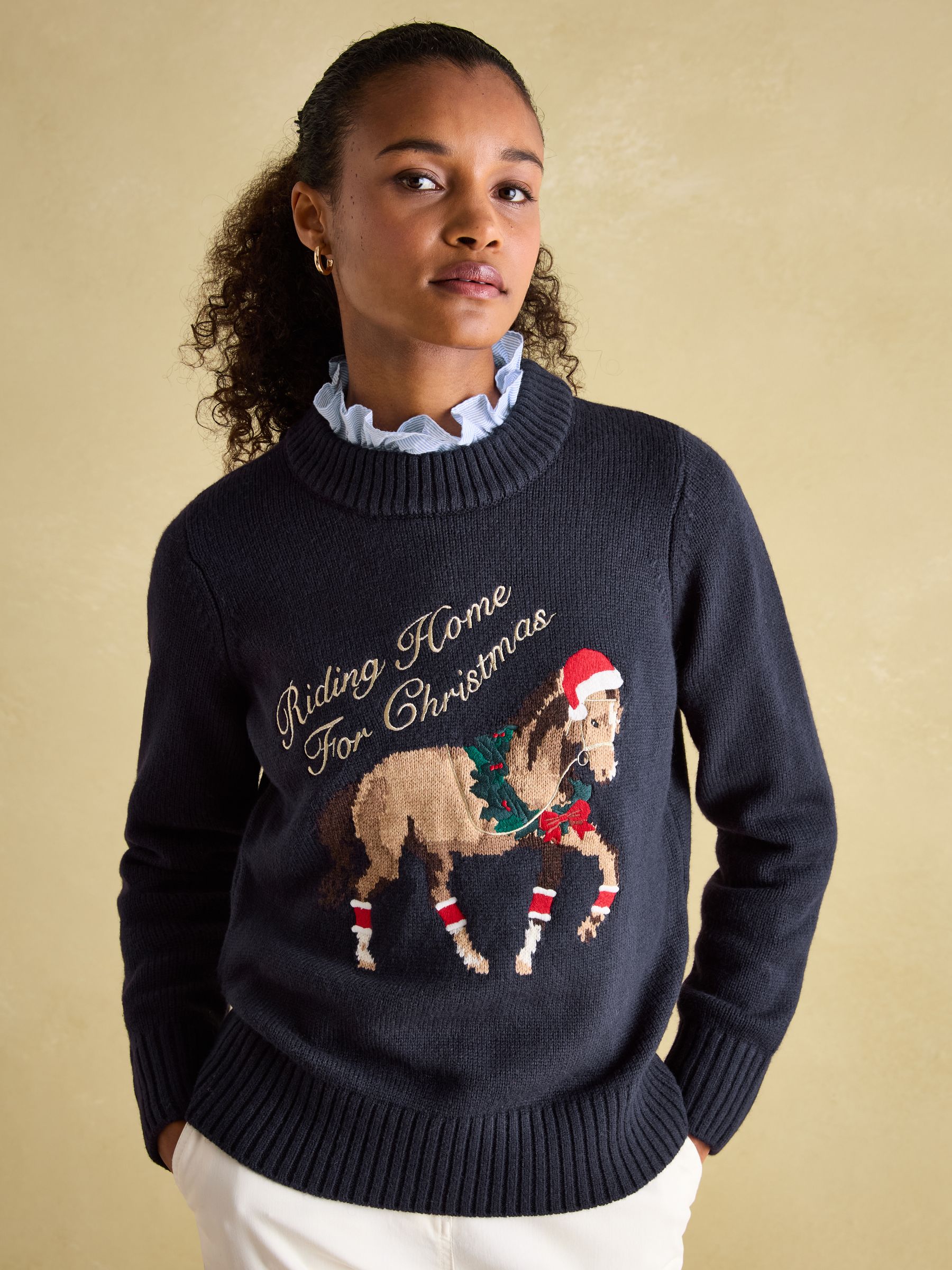 Buy Joules Noelle Navy Intarsia Christmas Jumper from the Joules online shop