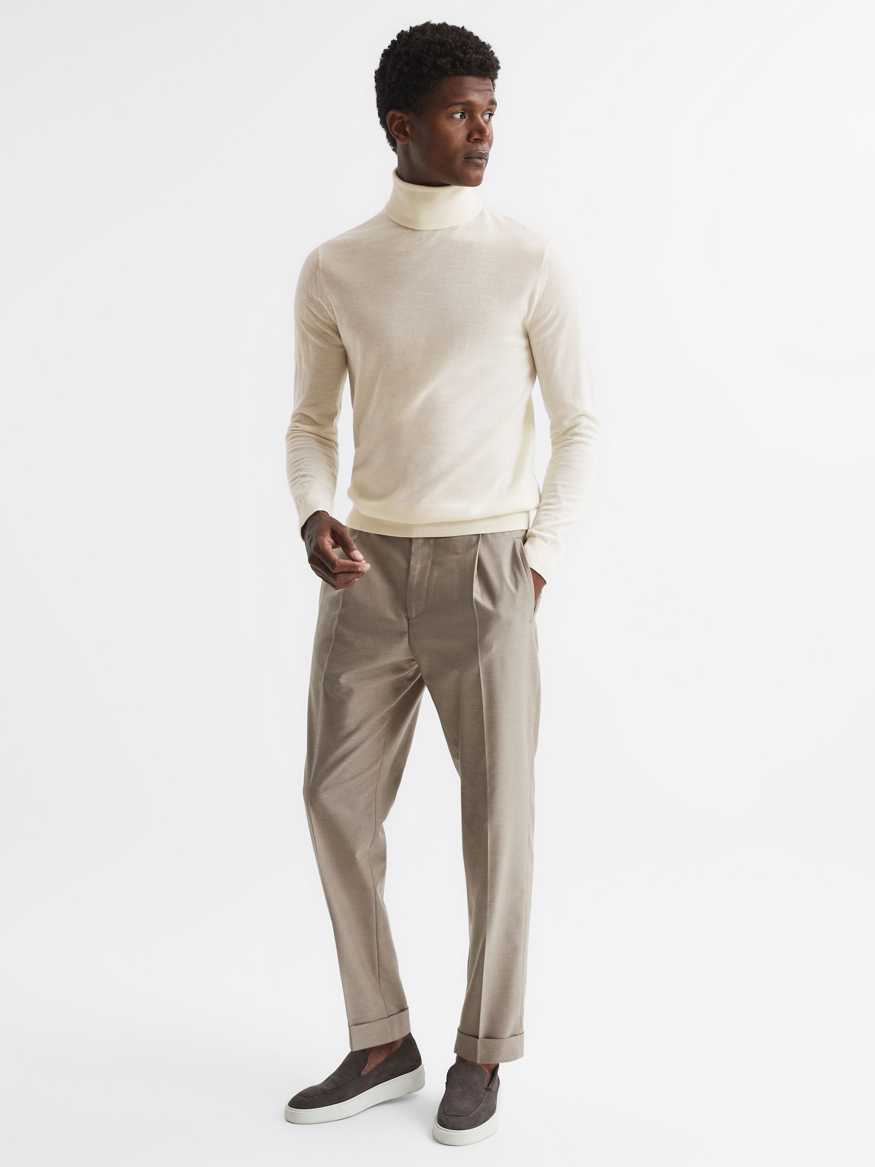 Mens slim fit roll neck jumper clearance